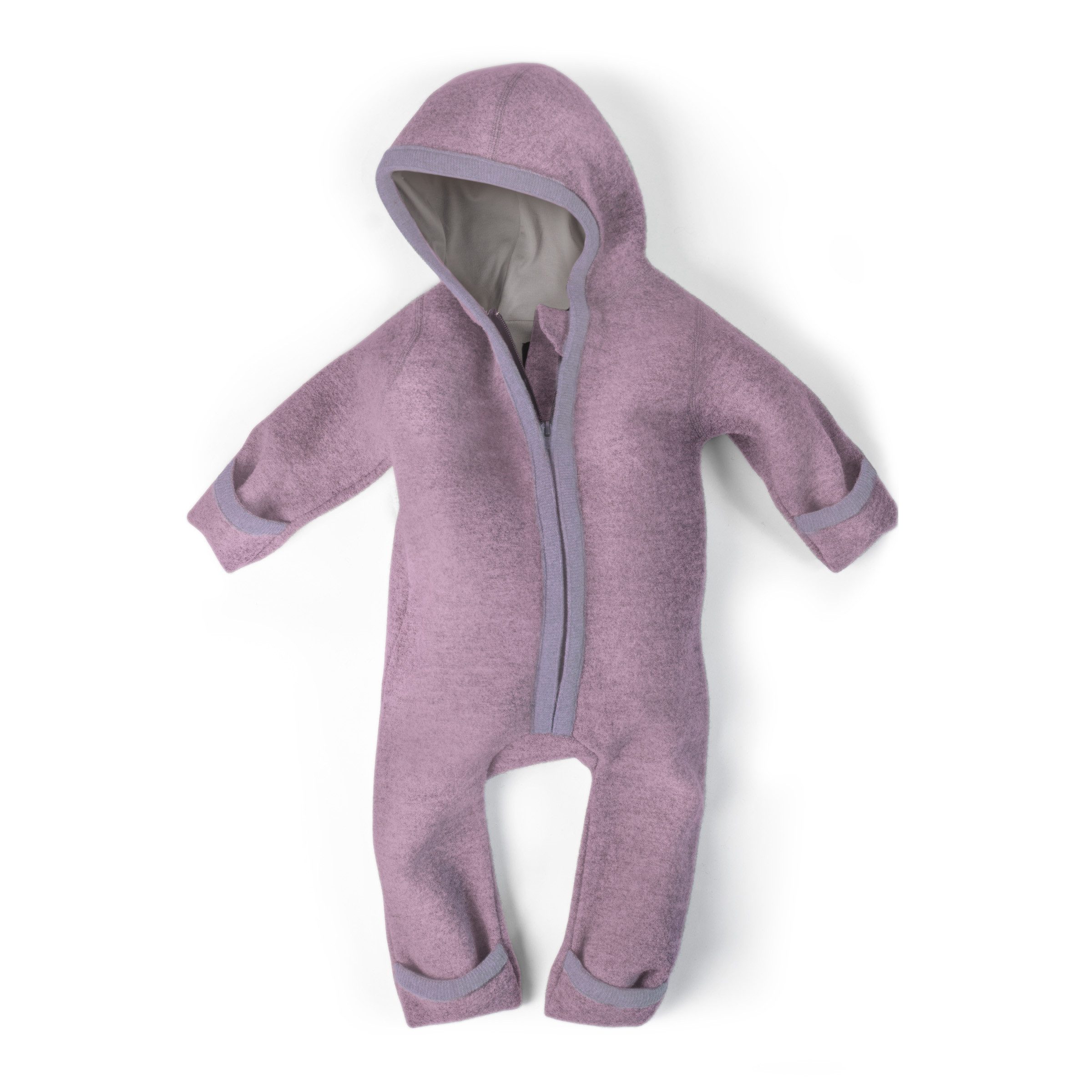Ehrenkind Overall Walkoverall Baby aus Merino Schurwolle mit Reißverschluss (Flieder, Gr. 50-56) Wollwalk Overall Baby 50/56