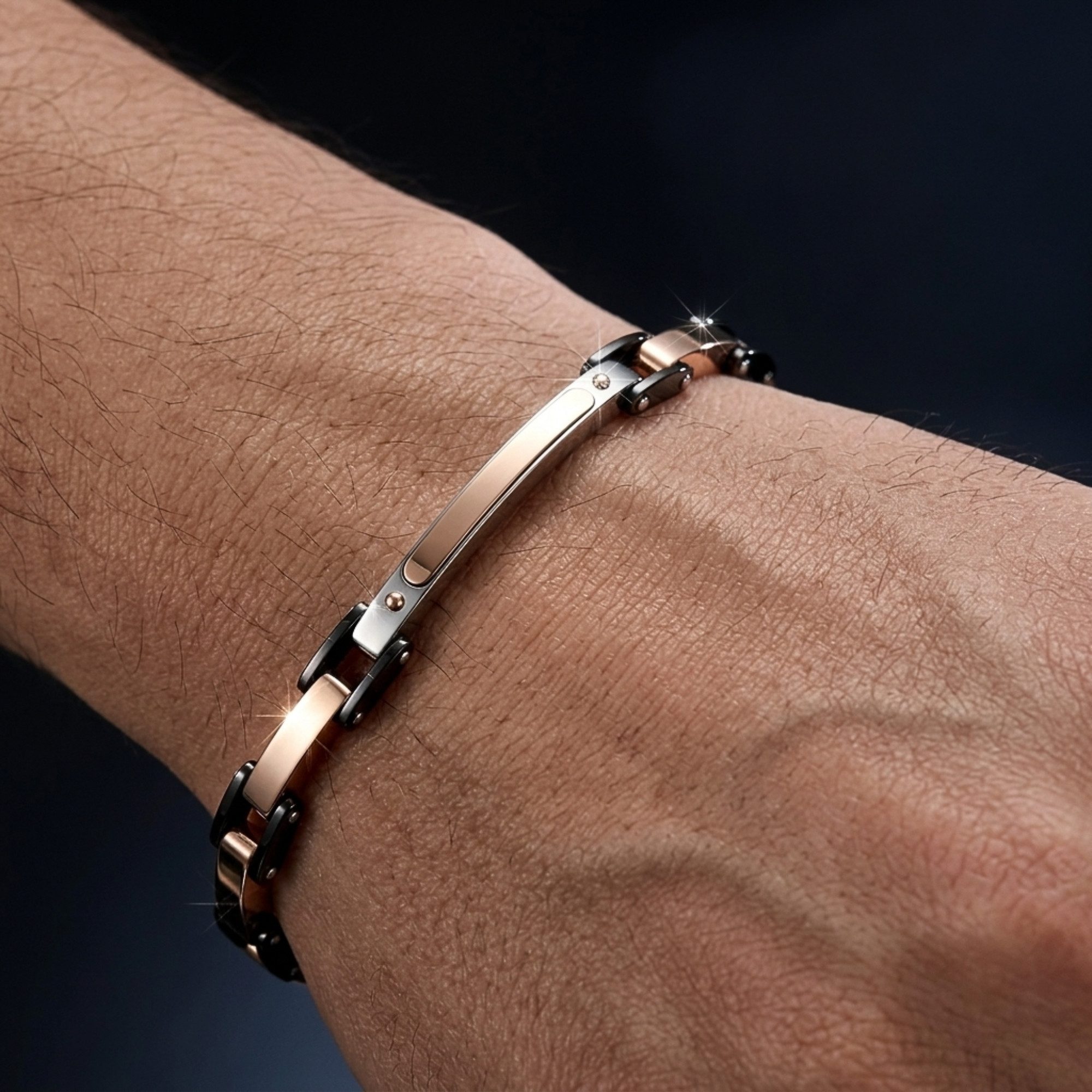 UNIQAL.de Edelstahlarmband ENZO KERAMIK ROSEGOLD – Tiefschwarz trifft Roségold (inspiriert von exklusivem Uhrendesign, Handgefertigt in Deutschland · inkl. hochwertiger Schmuckverpackung), Kratzbeständige Keramik · Wasserbeständig · Hautfreundlich