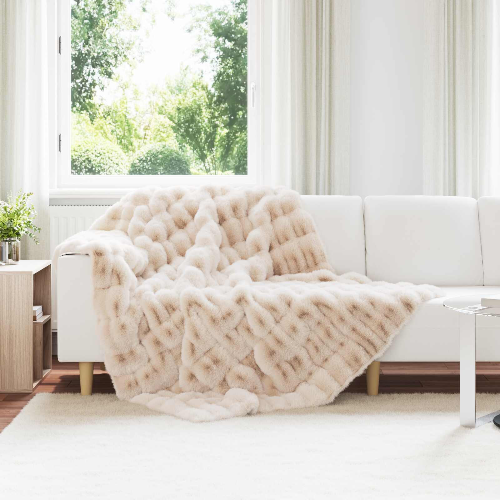 Wohndecke 150 x 220 cm Kunstfell Wohndecke Kuscheldecke Decke Polyester, vidaXL