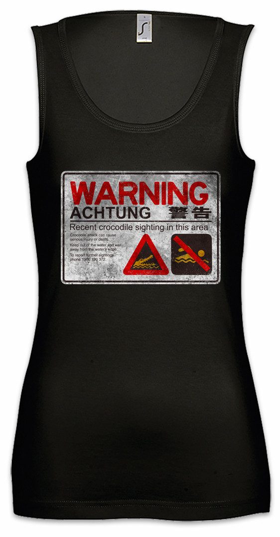 Tanktop Crocodile Warning Sign II Ärmelloses Damen T-Shirt Shirt Warnung
