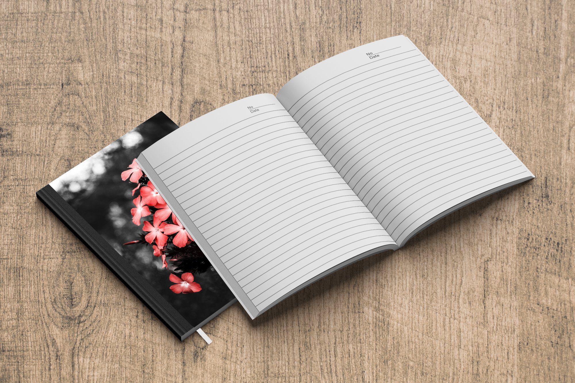 Blumen - Haushaltsbuch Notizheft, Tagebuch, A5, - Journal, Farbe, MuchoWow Rosa Seiten, Merkzettel, 98 Notizbuch