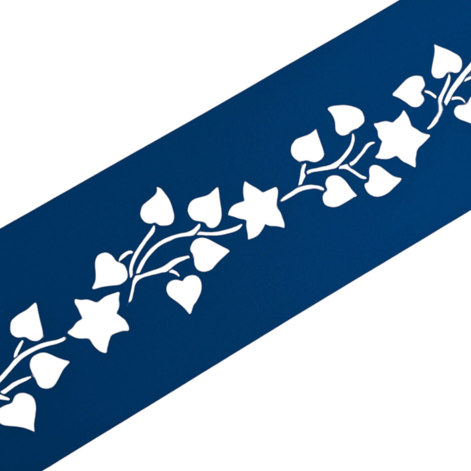 zaunzu Sichtschutzstreifen PREMIUM Dekor Floral #2 Sichtschutz Enzianblau 2,55m, (1x Einzelstreifen, Lasermuster für Deinen Doppelstabmattenzaun Laserstreifen), 5 Jahre garantierte Farbechtheit, UV-beständig