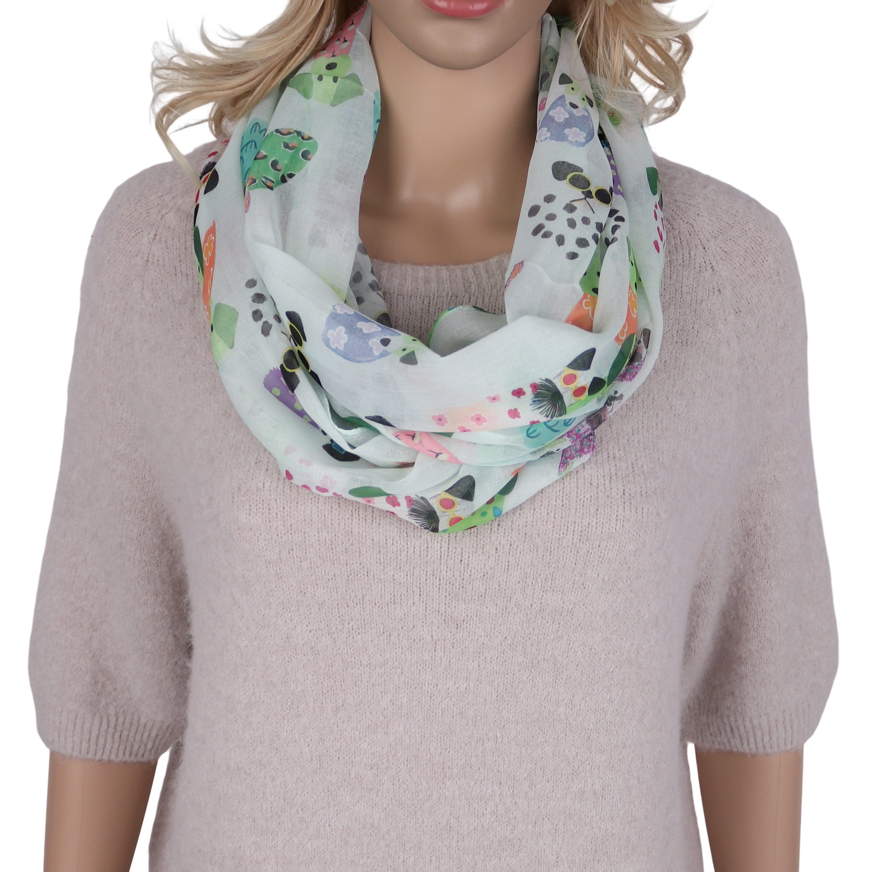 Loop Damen Schal mit Tollem Muster Weich aus 100% Viskose, Schlauchschal