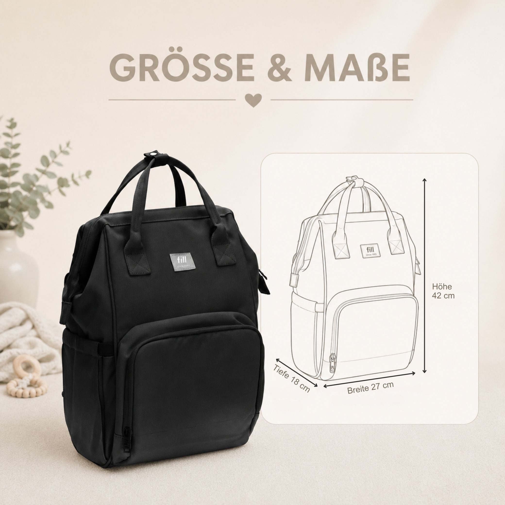 Fillikid Wickeltasche Wickelrucksack Barcelona Exklusiv
