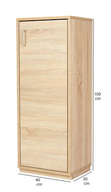 kundler home Bücherregal Regal oder Wohnzimmerregal kombinierbar mit Tür B 40, T32, H100 cm