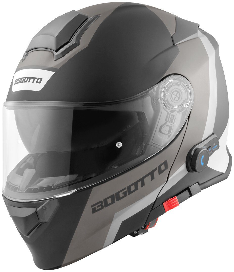 Bogotto Motorradhelm V271 BT Zabu Bluetooth Klapphelm, vorbereitet für Kommunikationssystem,integriertes Kommunikationss