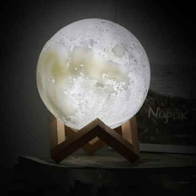 GelldG LED Nachtlicht 15 cm Mondlampe Groß, 3D Mond Kunst LED Mondlampe
