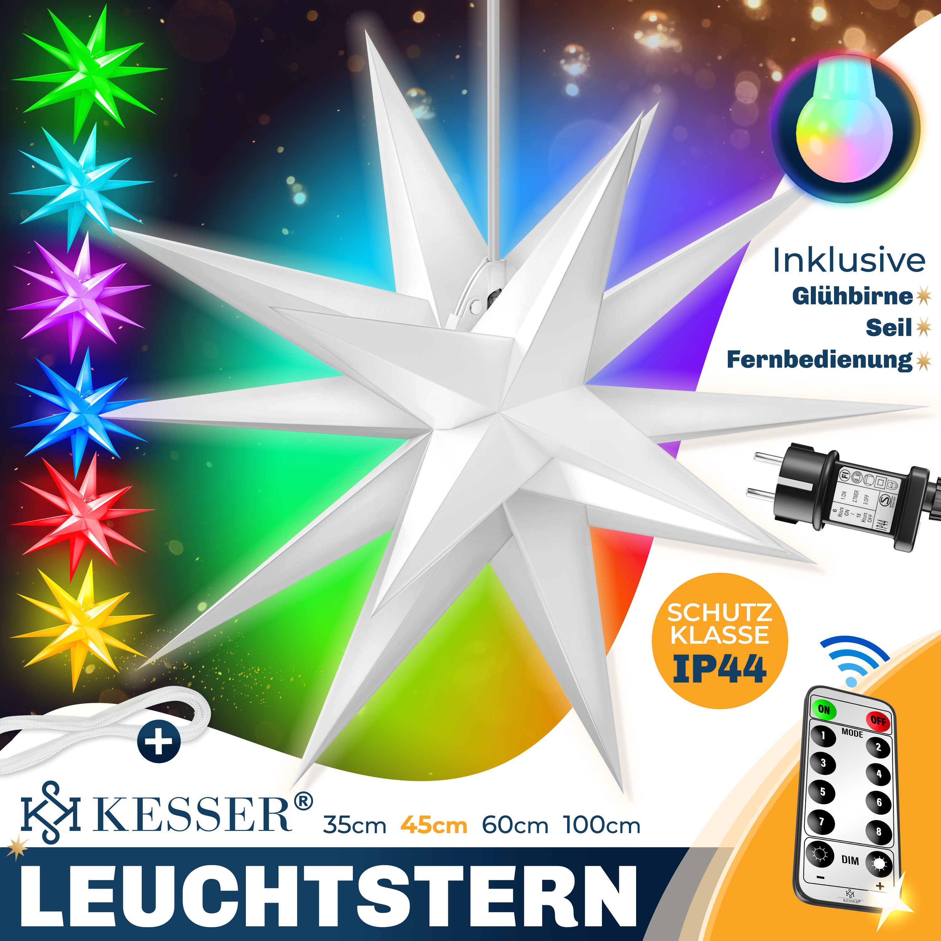 KESSER Weihnachtsfigur, Leuchtstern 3D, LED Weihnachtsstern mit Timer Innen günstig online kaufen