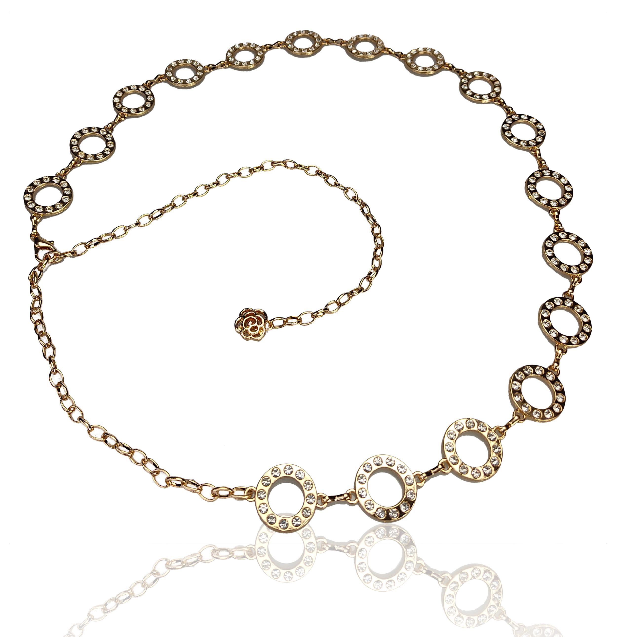 FRONHOFER Kettengürtel 18708 (1-St) Goldener Gürtel, 2,5 cm breit, Strass K günstig online kaufen