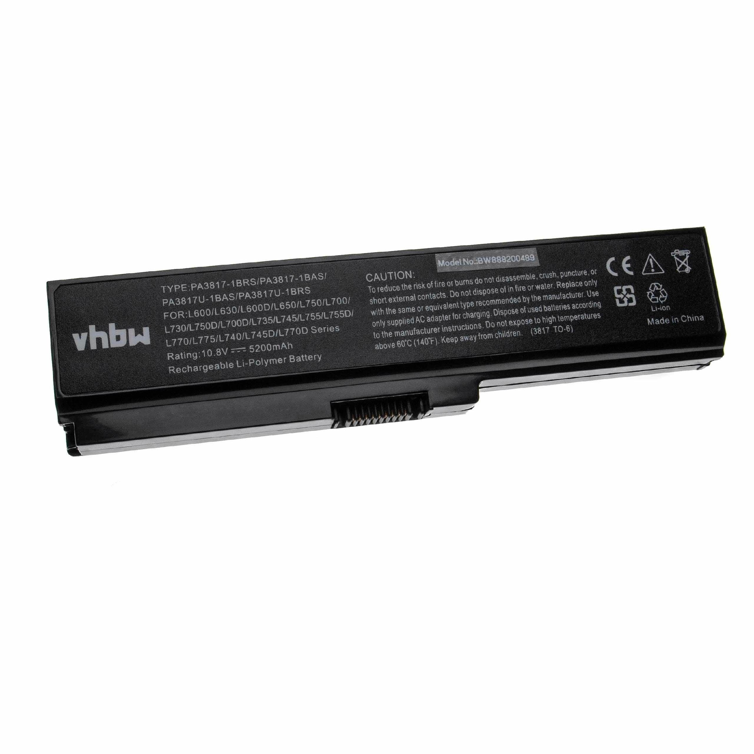 vhbw passend für Toshiba Satellite L755D-S5204, L755D-S5218, L755D-S5227, Laptop-Akku 5200 mAh