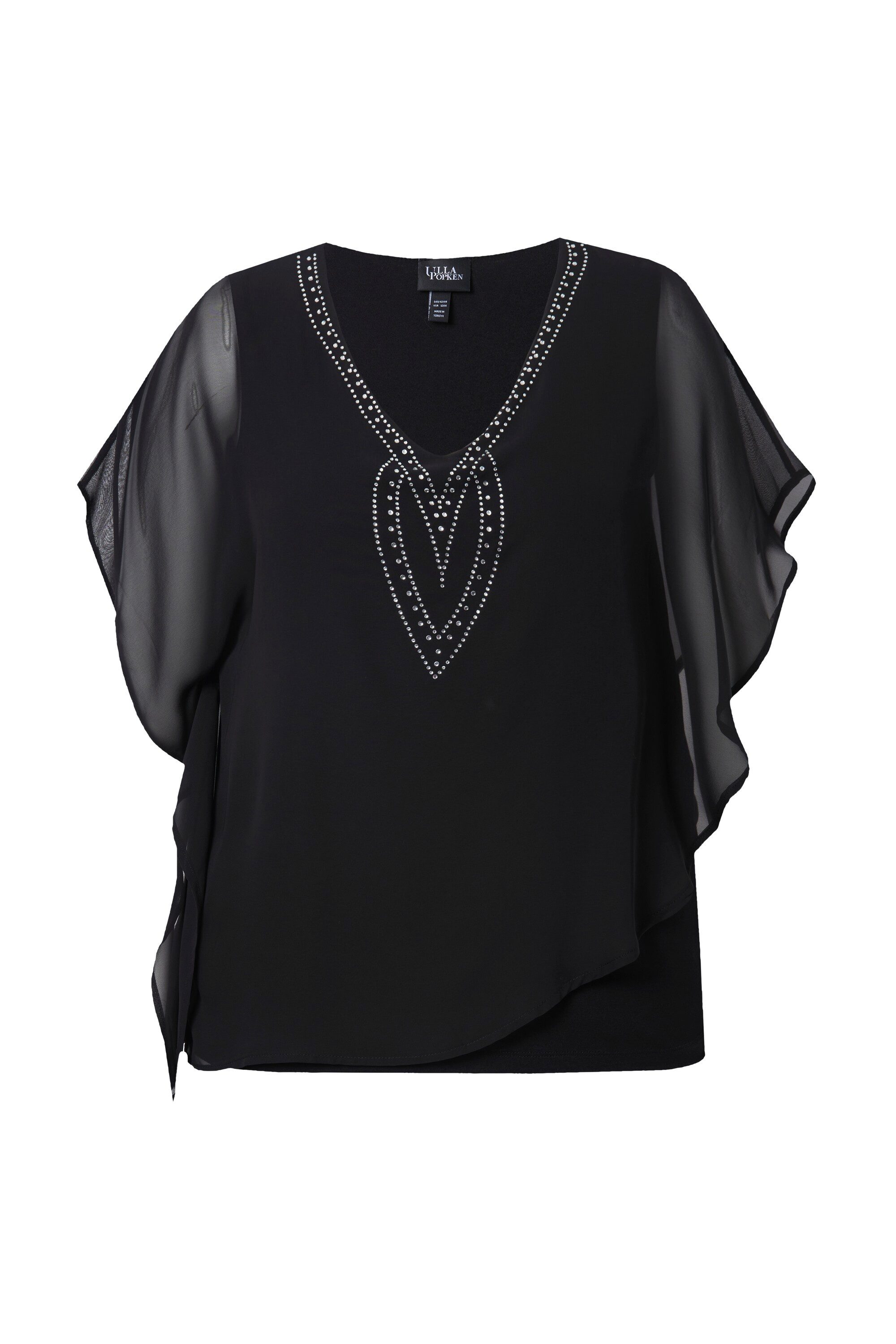 Ulla Popken Longbluse Chiffonbluse Oversized V-Ausschnitt günstig online kaufen