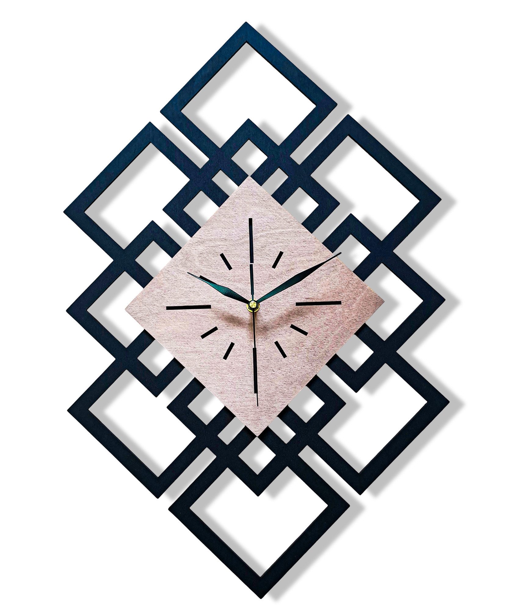 ORNAMENTI Wanduhr Groß, modern Wanduhr, Holz, Eichenfurnier, loft, minimalistisch (ohne Ticken, Wanddeko, Holzdeko, 4 Farben, hingucker Wanduhr)