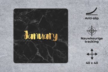 MuchoWow Gaming Mauspad Kalender - Januar - Gold - Marmor (1-St), Mousepad mit Rutschfester Unterseite, Gaming, 40x40 cm, XXL, Großes