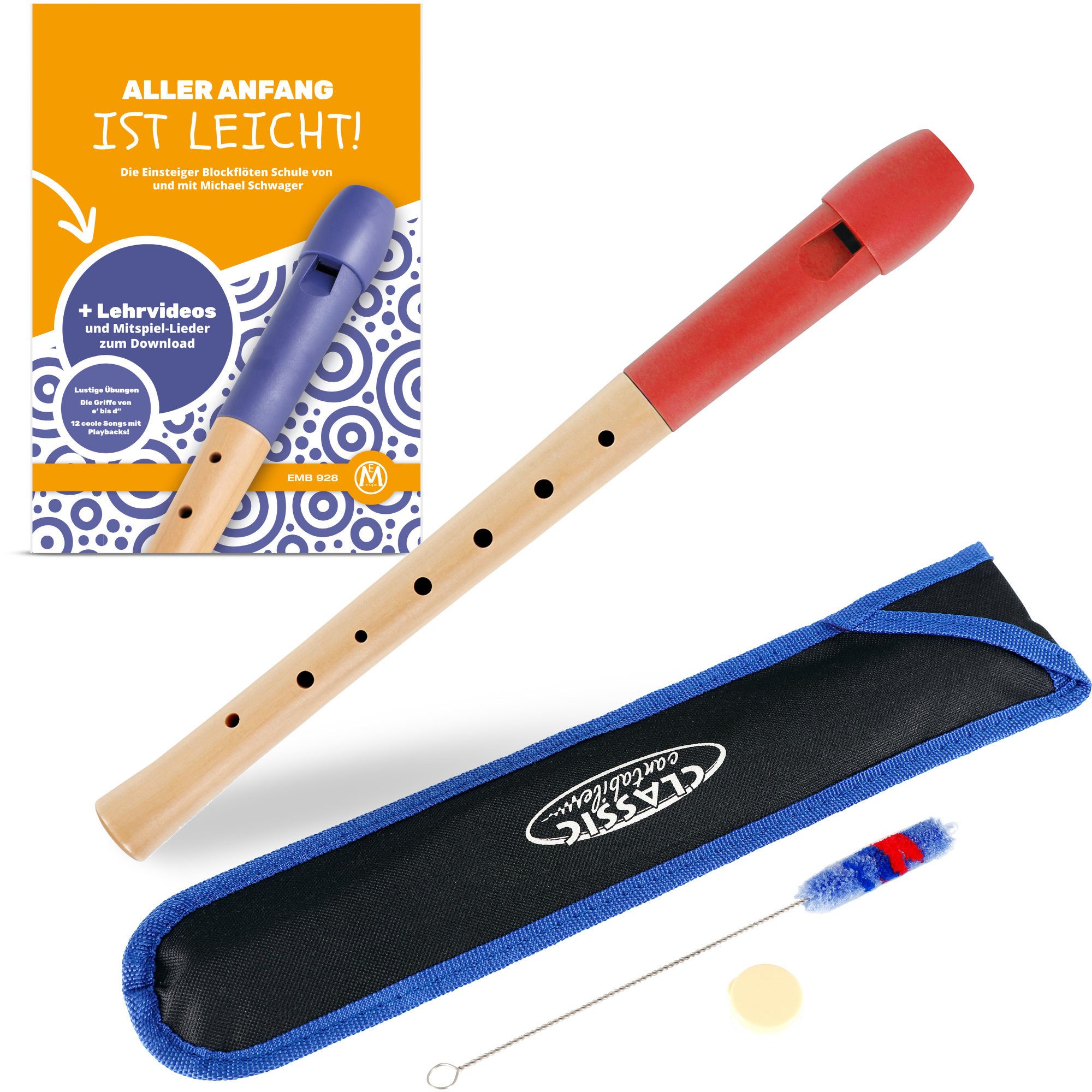 Classic Cantabile Blockflöte Pivella C-Sopran Blockflöte - Aus Ahornholz mit Kopf aus Kunststoff Sopran deutsch