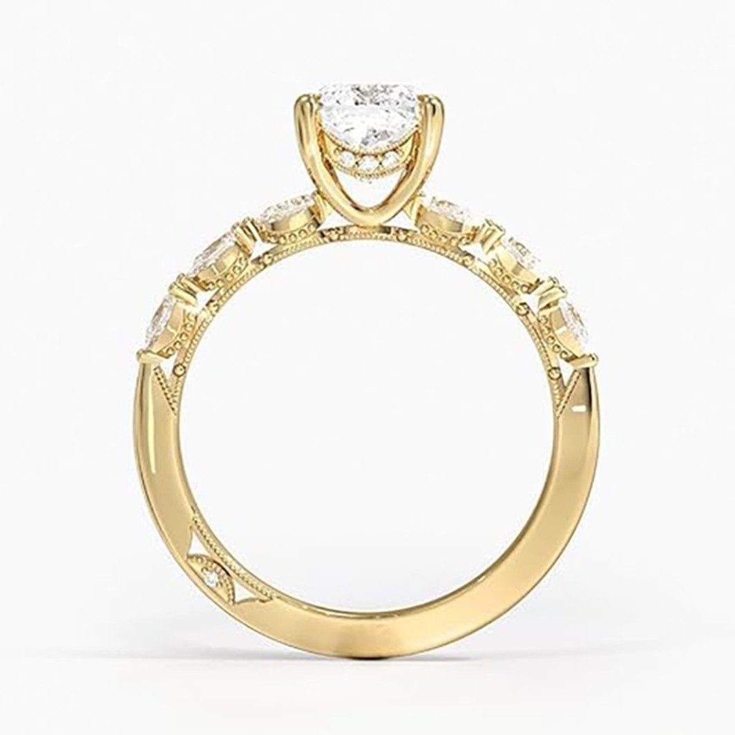 Jumpeak Trauring Ring für den Heiratsantrag, 1.5-2ct,D,VS1,3EX, Verlobungsringe frau, Geschenk für frau,Liebes geschenk für sie, Hochzeitsgeschenk