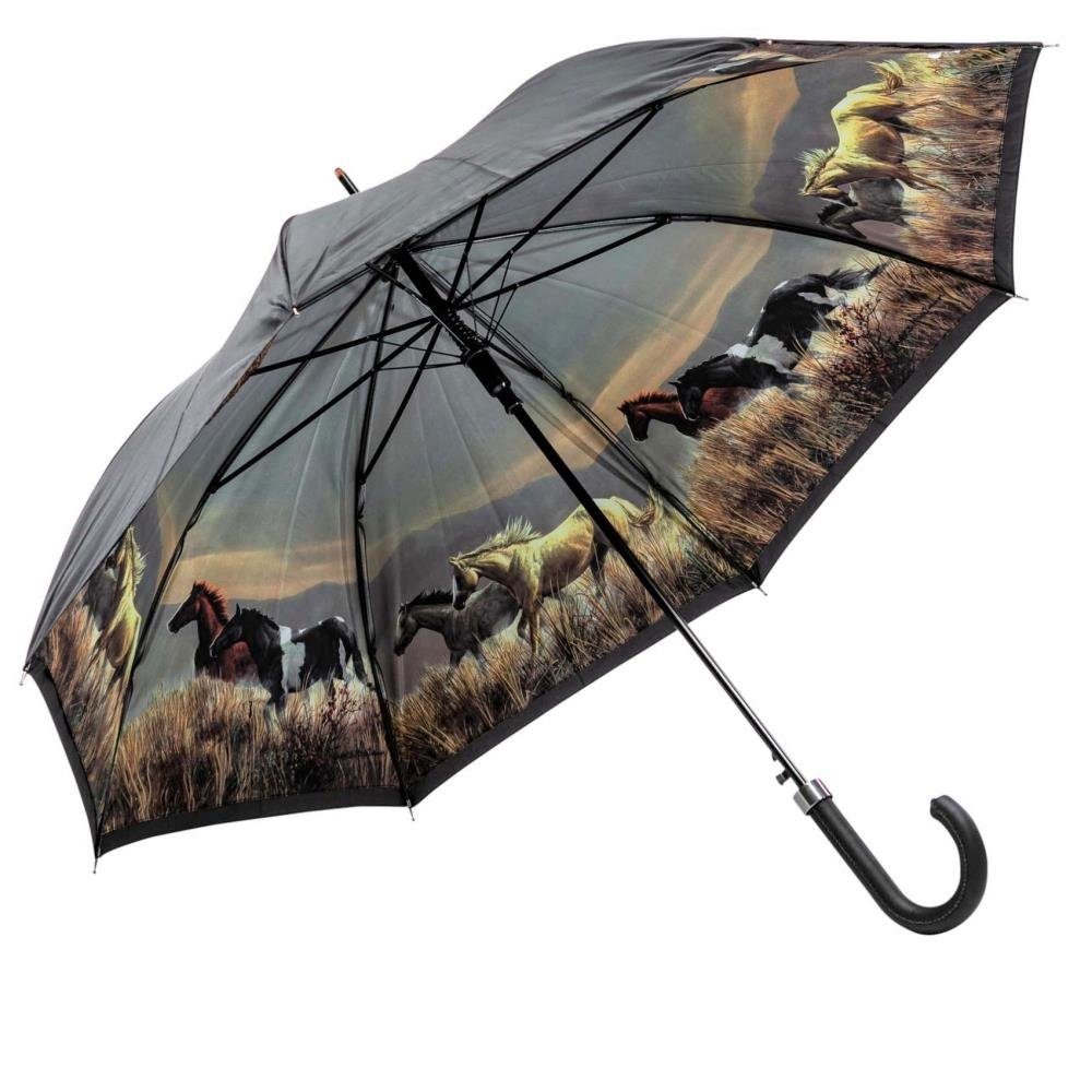 Luckyweather not just any other day Stockregenschirm Regenschirm Motiv PFERDE Automatik Double Layer