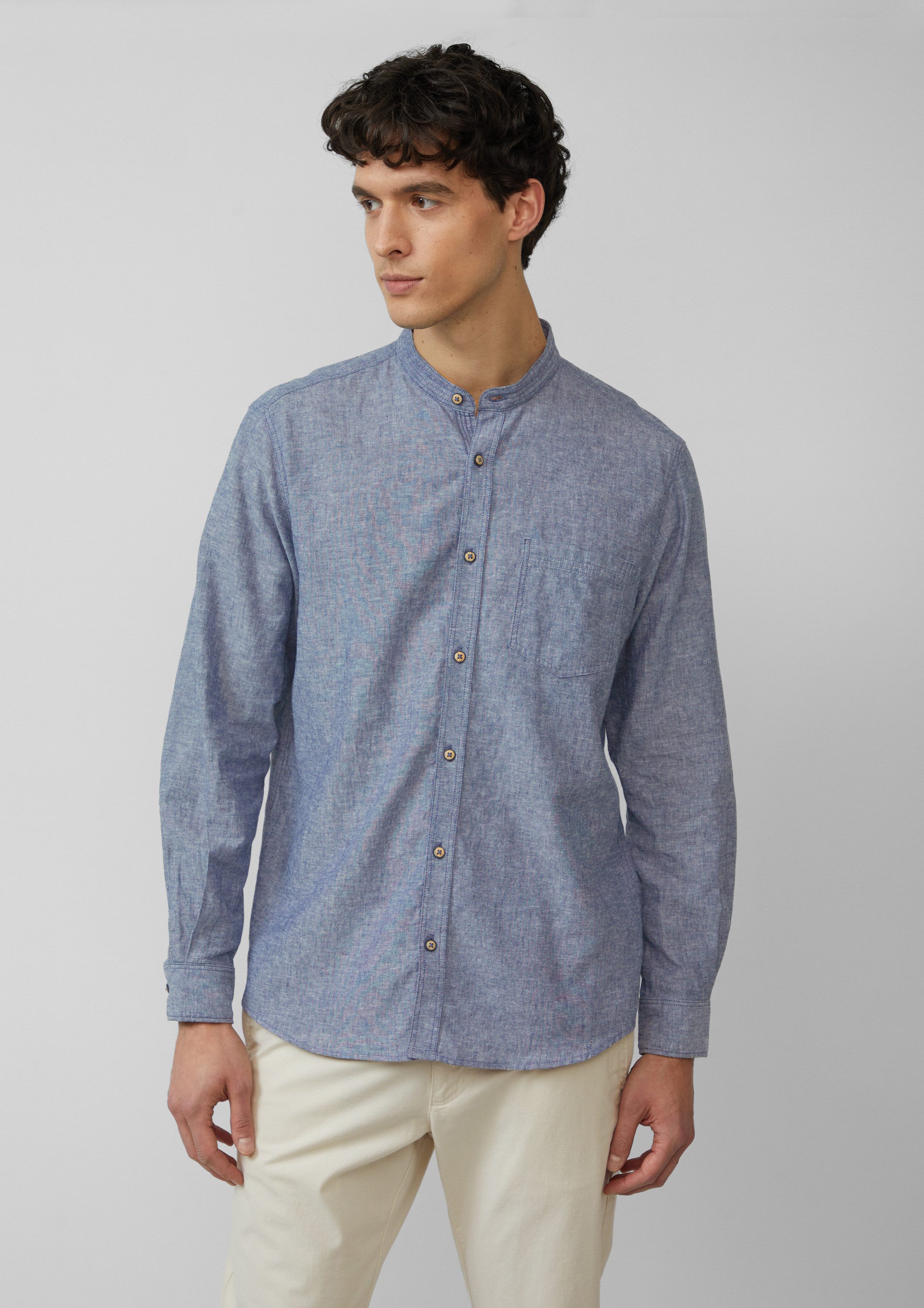 s.Oliver Langarmhemd Hemd Regular Fit: Hemd aus Leinenmix mit Stehkragen günstig online kaufen