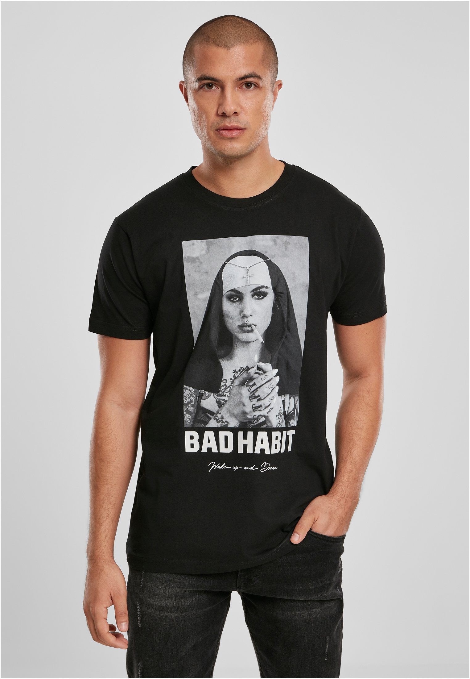 (1-tlg) Herren Tee Bad Mister MisterTee T-Shirt black Tee Habit
