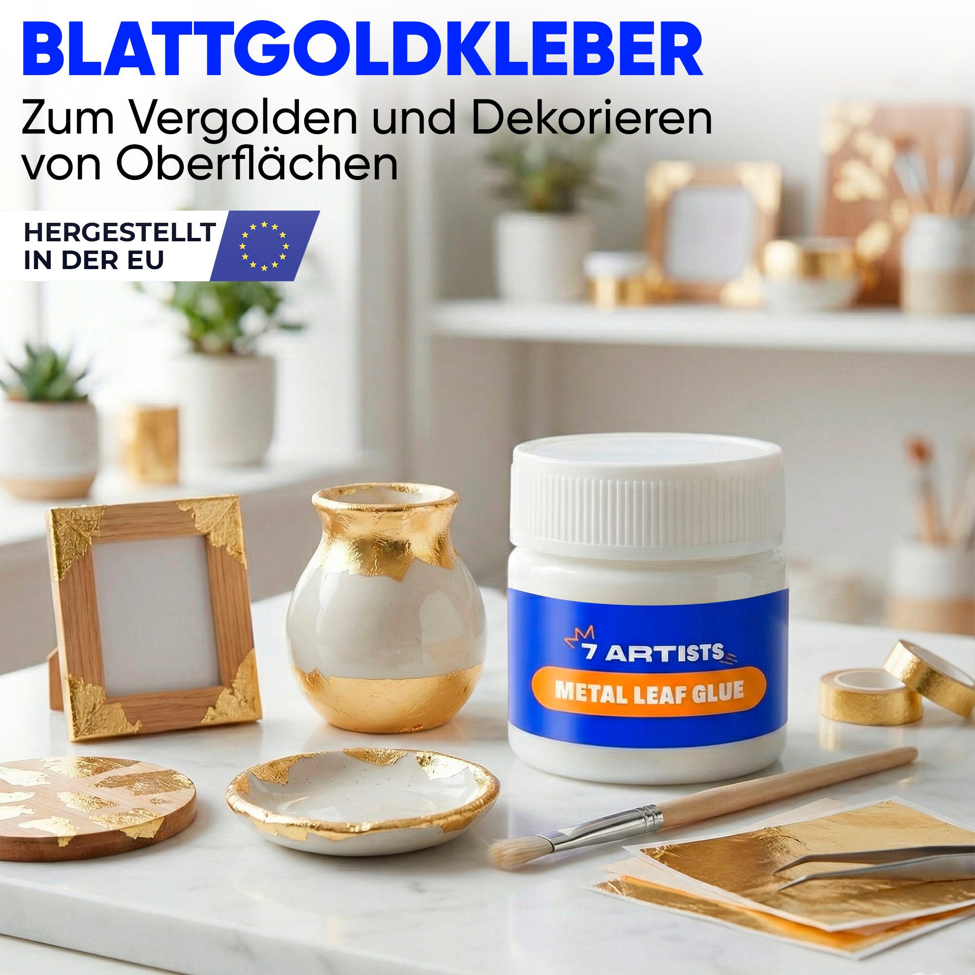7 Artists Bastelkleber Anlegemilch Blattgold Kleber auf Wasserbasis 50ml - Anlegemilch, Anlegemilch Blattgold Kleber