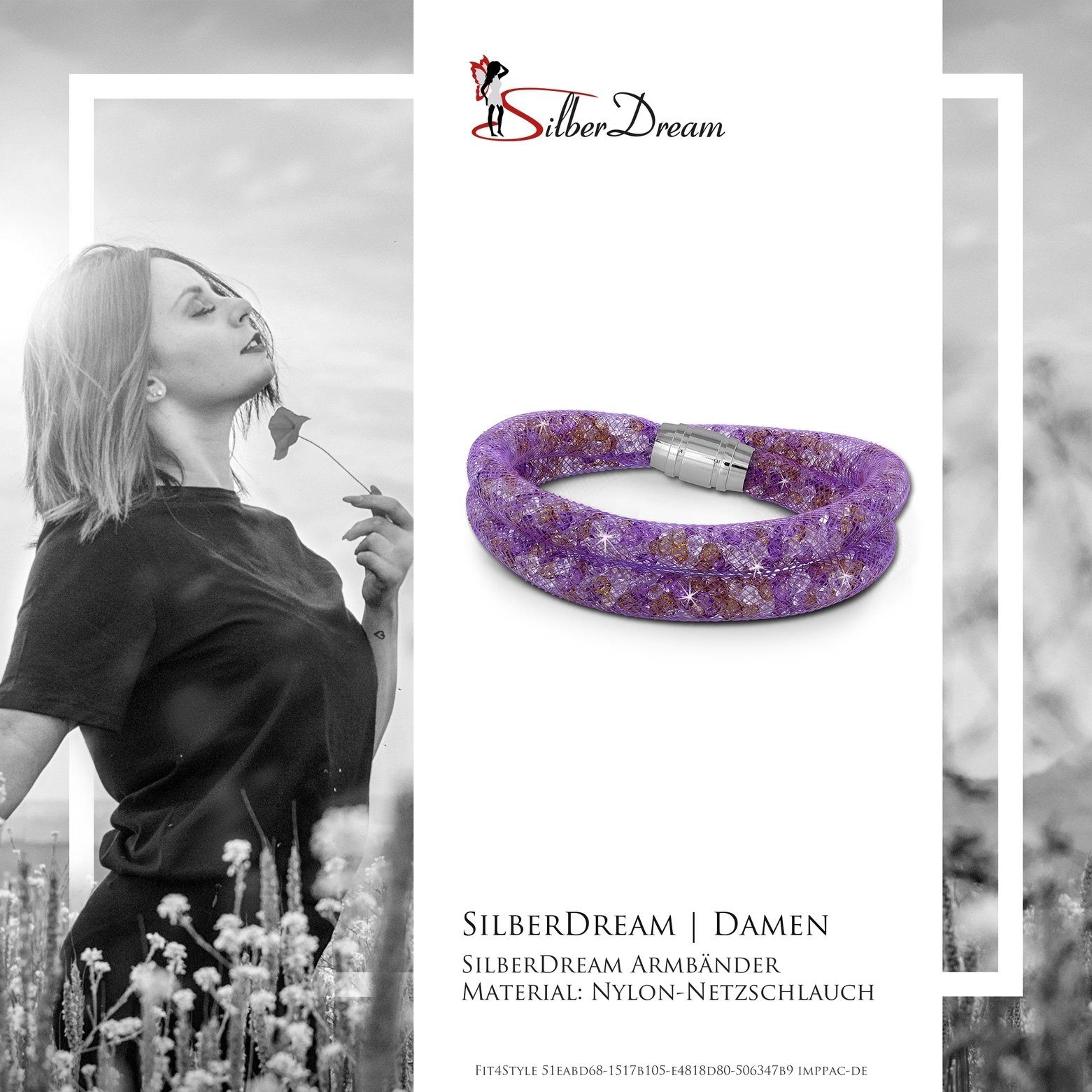 Damenarmband mehrfarbig SilberDream (Armband), mit Farbe: Edelstahlarmband Armband SilberDream Edelstahl-Verschluss, Arm-Schmuck bunt lila,
