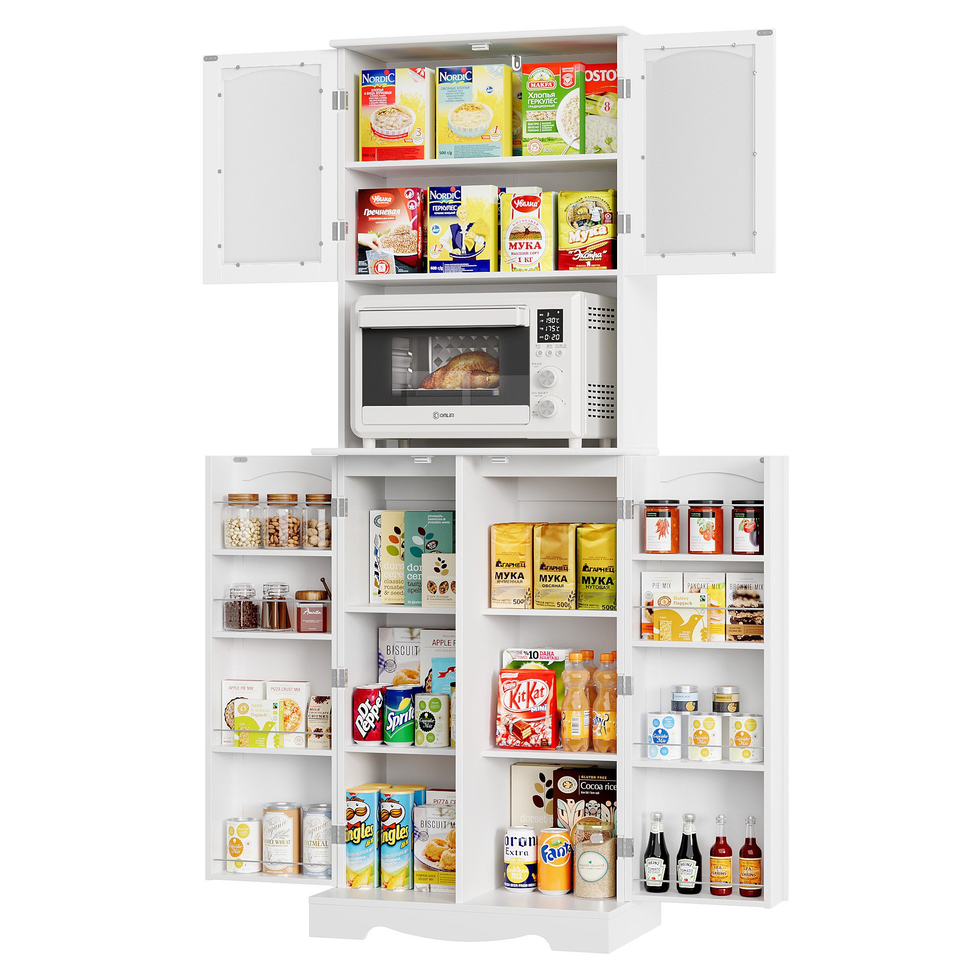 HOMECHO Hochschrank Küchenschrank mit Mikrowellenregal und günstig online kaufen
