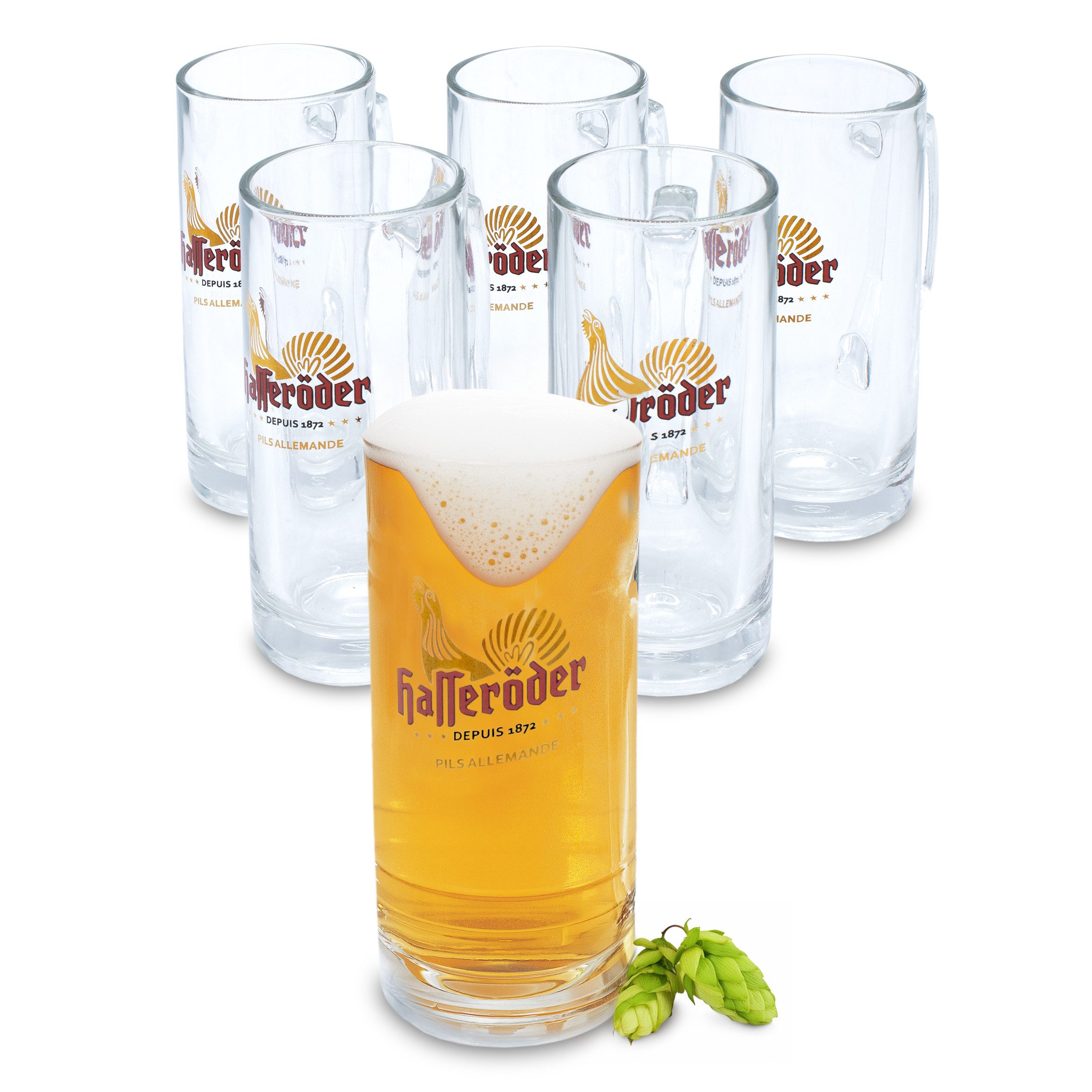 Spetebo Bierglas Bierglas 250 ml aus Klarglas - 6er Set, Glas, Bierglas mit Henkel 250 ml spülmaschinenfest