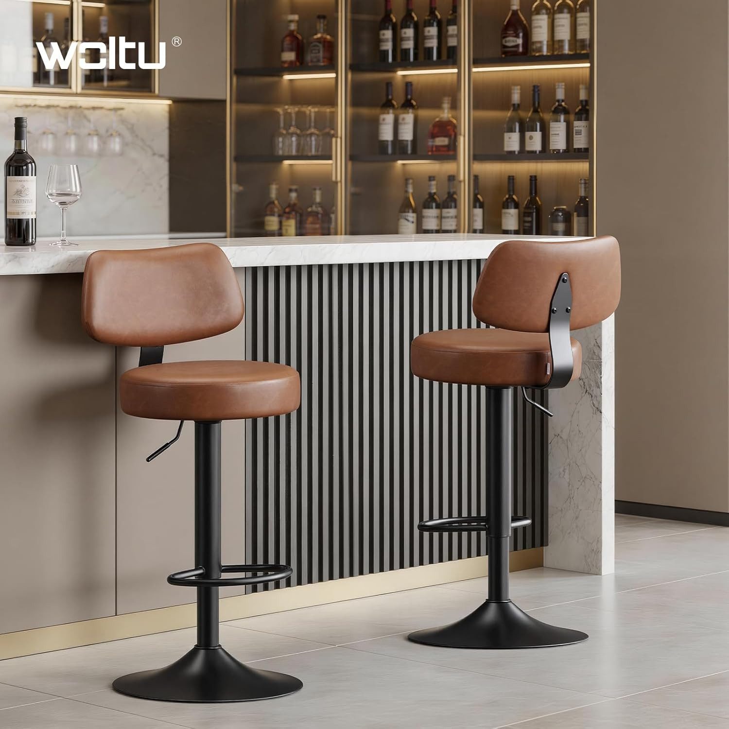 Woltu Barhocker, Höhenverstellbar 360° Drehbar, Kunstleder