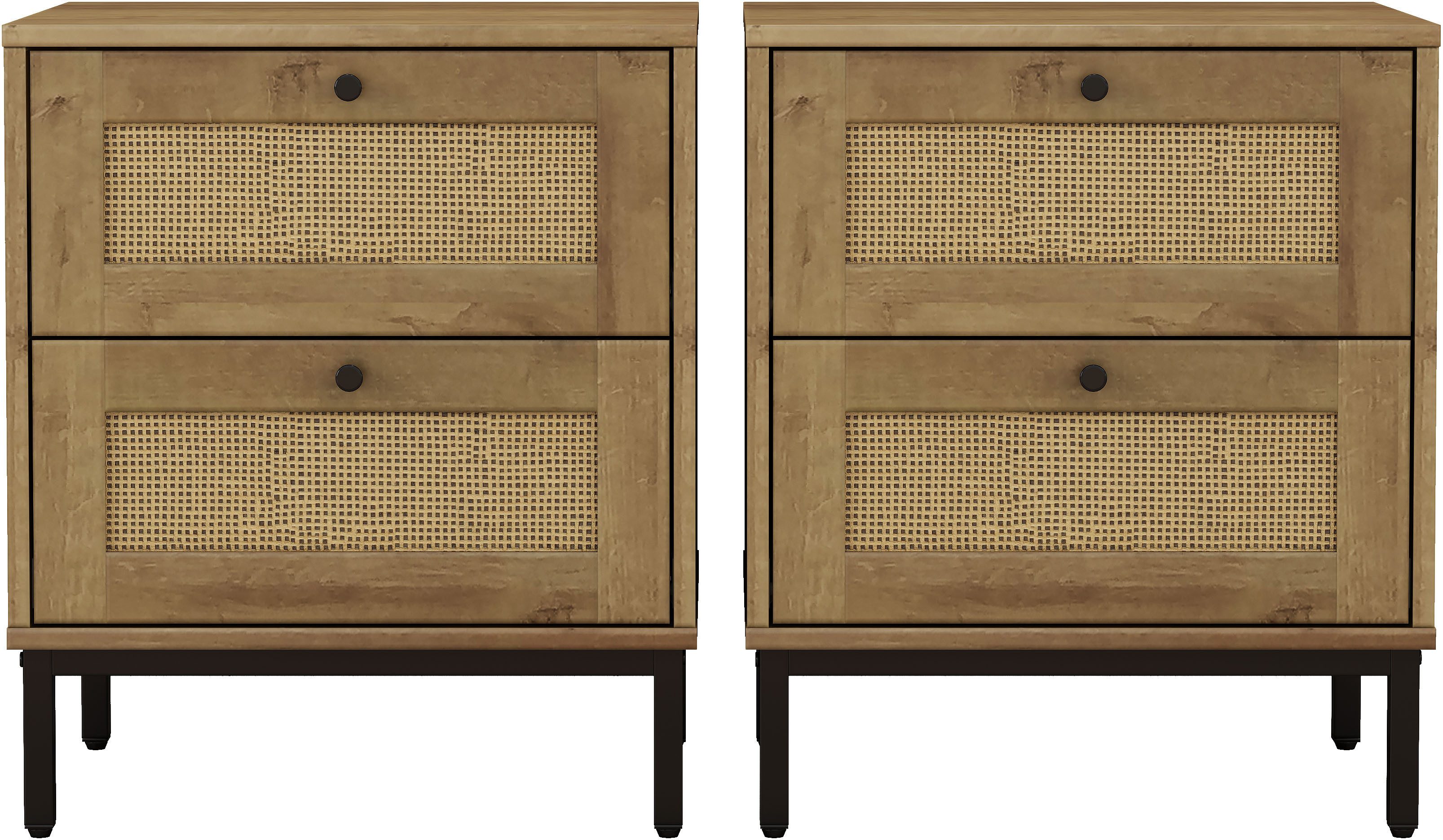 Nachtkommode Motala Schlafzimmerschrank Garderobe Boho Eichen-Design
