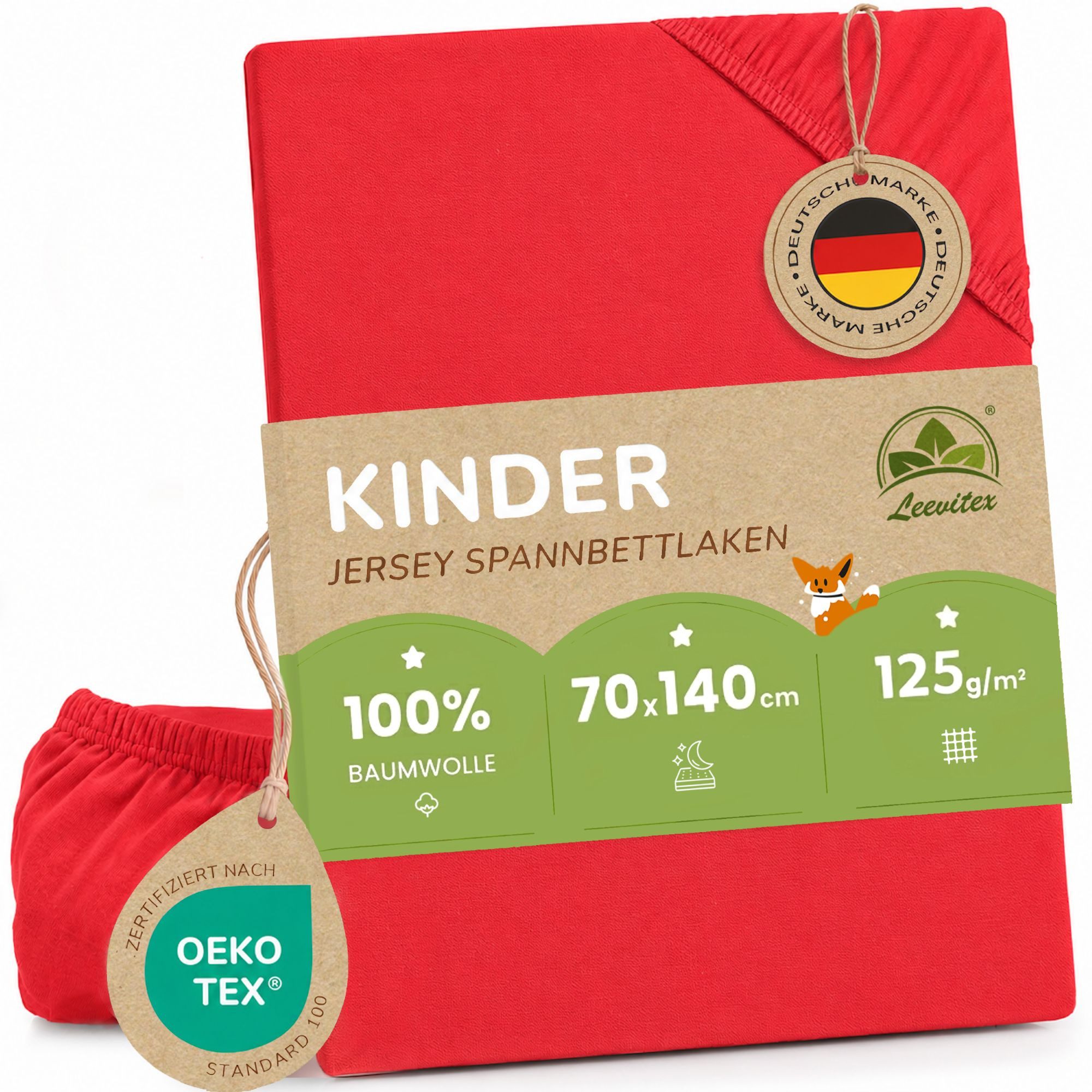 leevitex® Spannbettlaken in verschiedenen Größen und Farben, Jersey aus 100% Baumwolle, Jersey, Gummizug: rundum, (1 Stück), für Kinder- & Standardmatratzen, OEKO-TEX® STANDARD 100 zertifiziert