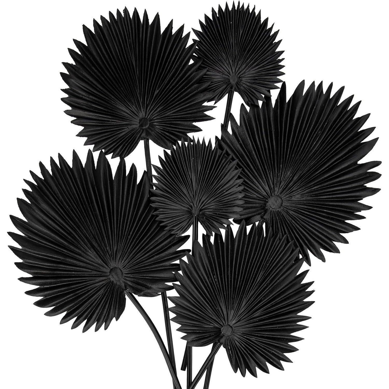 LuxusKollektion Küchenorganizer-Set Kunstblätter Palmenblätter 6 Stück PU Stiel Schwarz