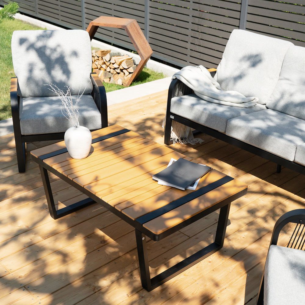 HOME DELUXE Gartenlounge-Set MARABA, (Komplettset, 4-tlg), inkl. Tisch & Auflagen, Sitzlounge, Gartenmöbelset