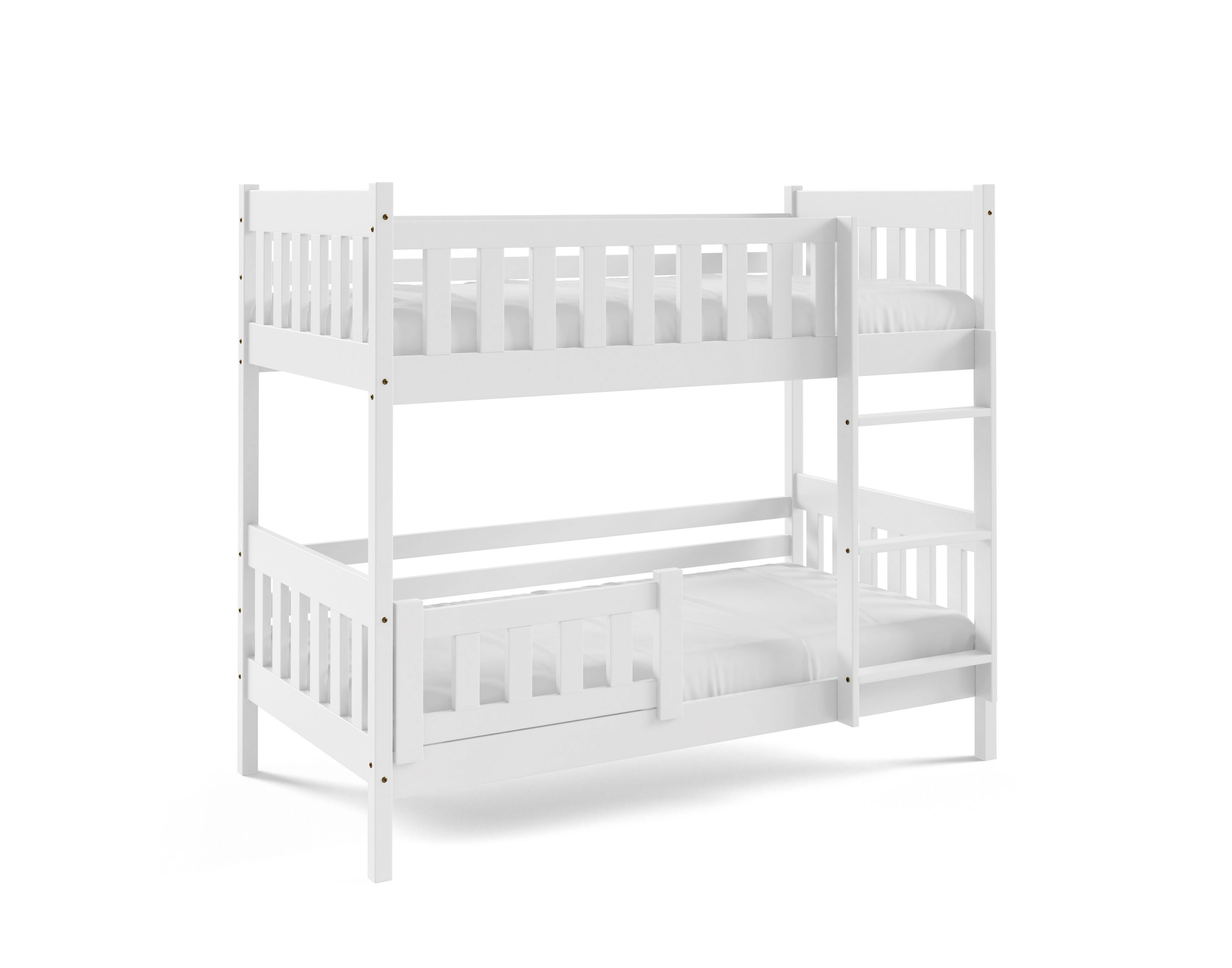 Masseno Etagenbett LUCIA 80x160 cm Hochbett Kinderbett Massivholz Weiß