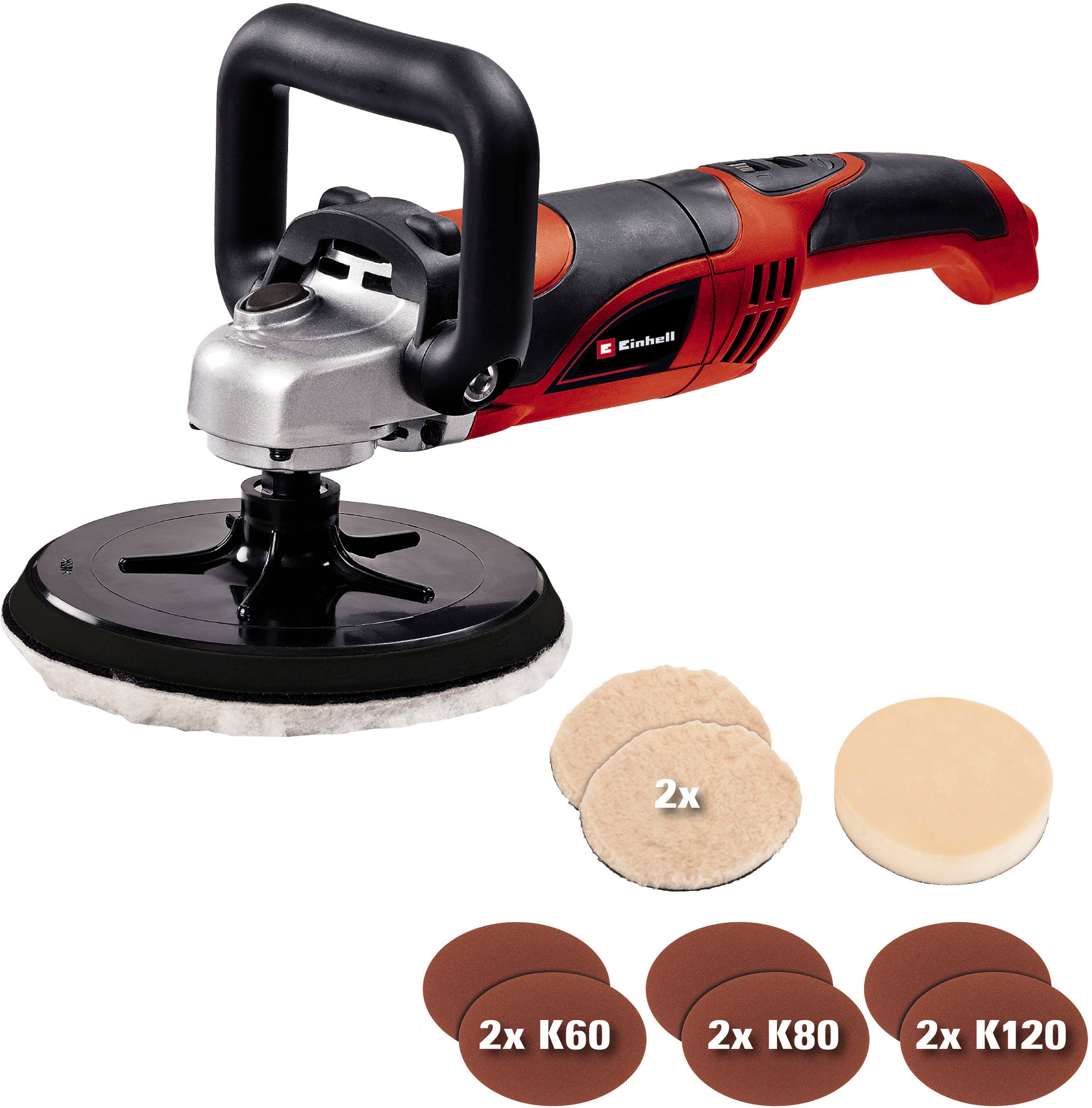 Einhell Winkelpolierer CC-PO 1100/1E, 3500 max. U/min, Ø 180 mm, inkl. Koffer für universelle Aufbewahrung von Инструмент und Zubehör