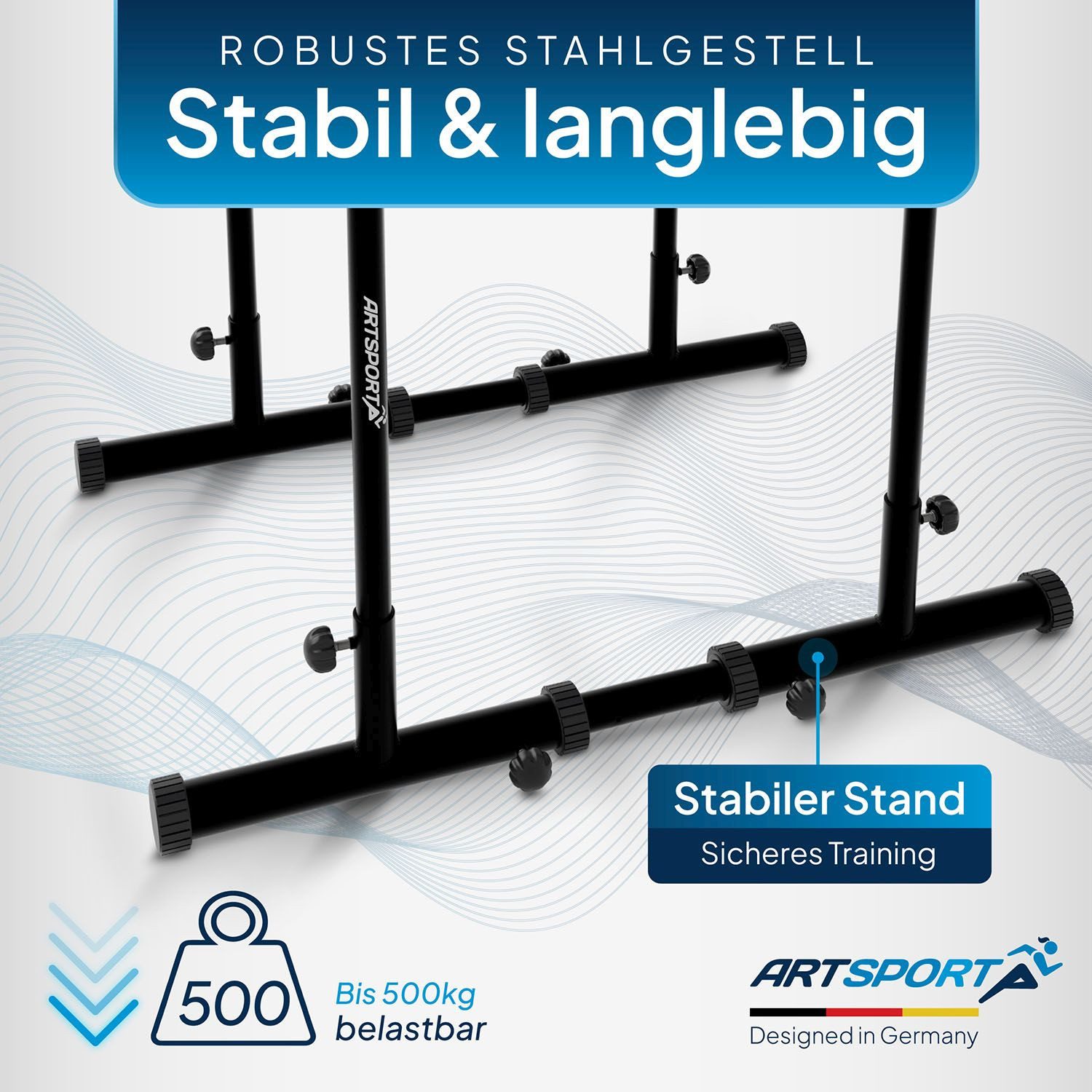 ArtSport Kraftstation Dip Barren, bis 500 kg, Stangen verstellbar & rutschfeste Griffe