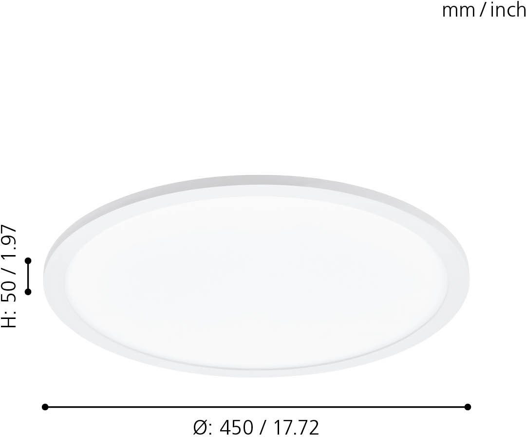 EGLO Deckenleuchte SARSINA, Dimmfunktion, LED fest integriert, Neutralweiß,  dimmbar, Durchmesser 45 cm | Deckenlampen