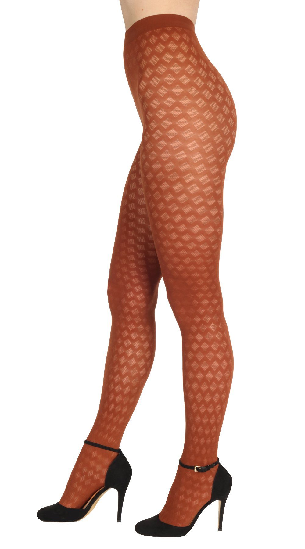 BANANALU Strumpfhose Netz Damen mit Karo Muster blickdichte karierte 60 DEN