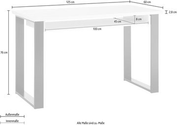 Home affaire Schreibtisch SHERWOOD, Computertisch im Industrie-Design, Breite 125 cm