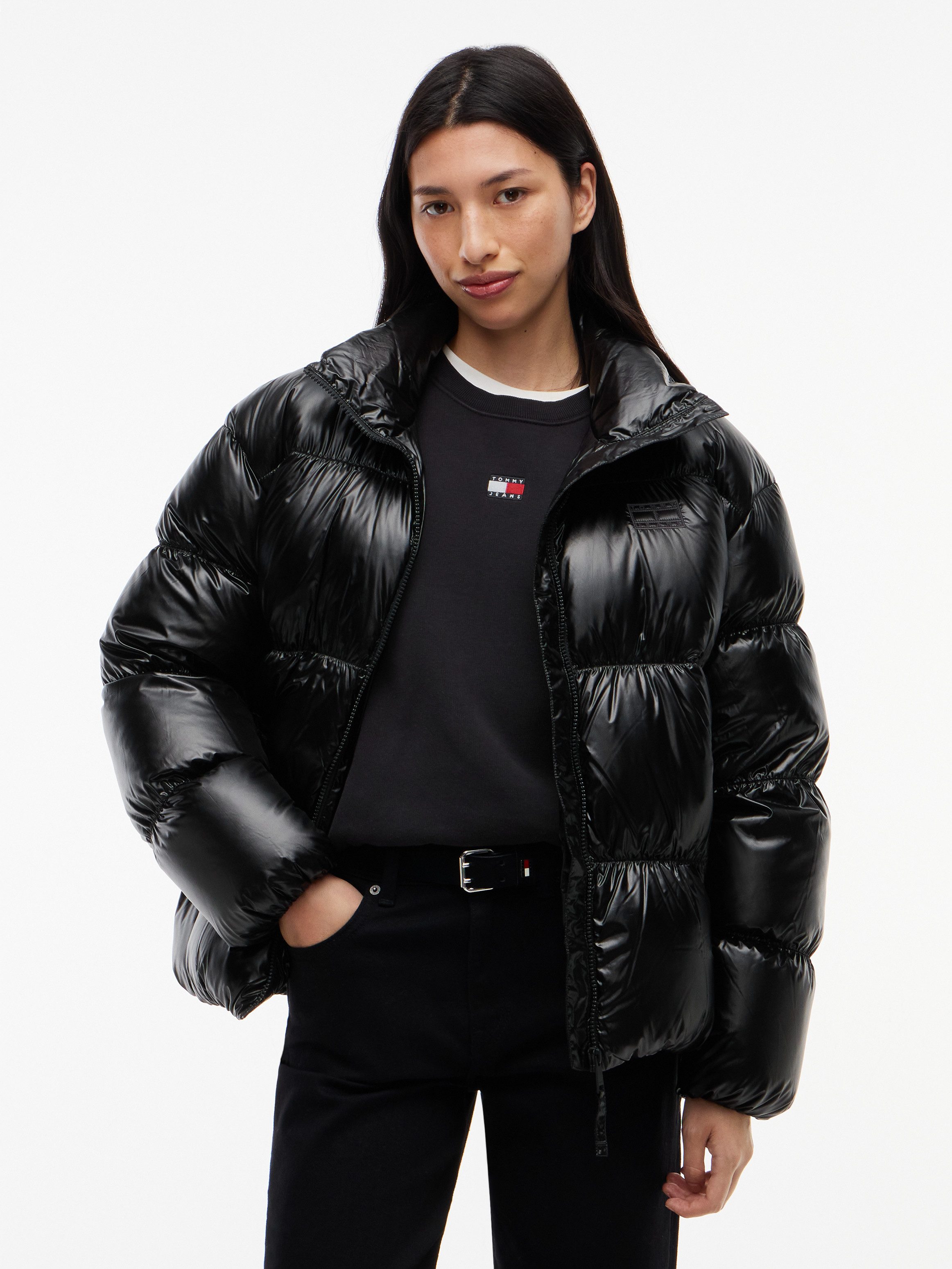 Tommy Jeans Steppjacke TJW HIGH NECK SHINY PUFFER DOWN Kunstfaser