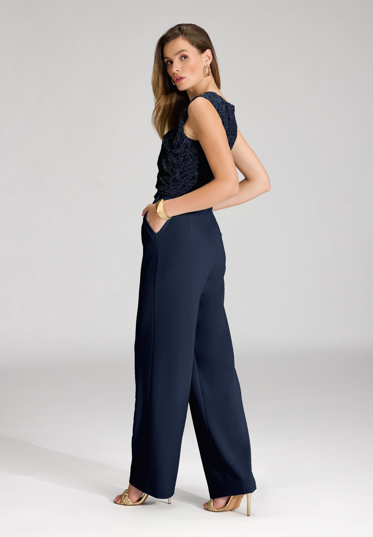 SWING Jumpsuit - Jumpsuit aus Material-Mix mit Drapierung Oberteil in figur günstig online kaufen
