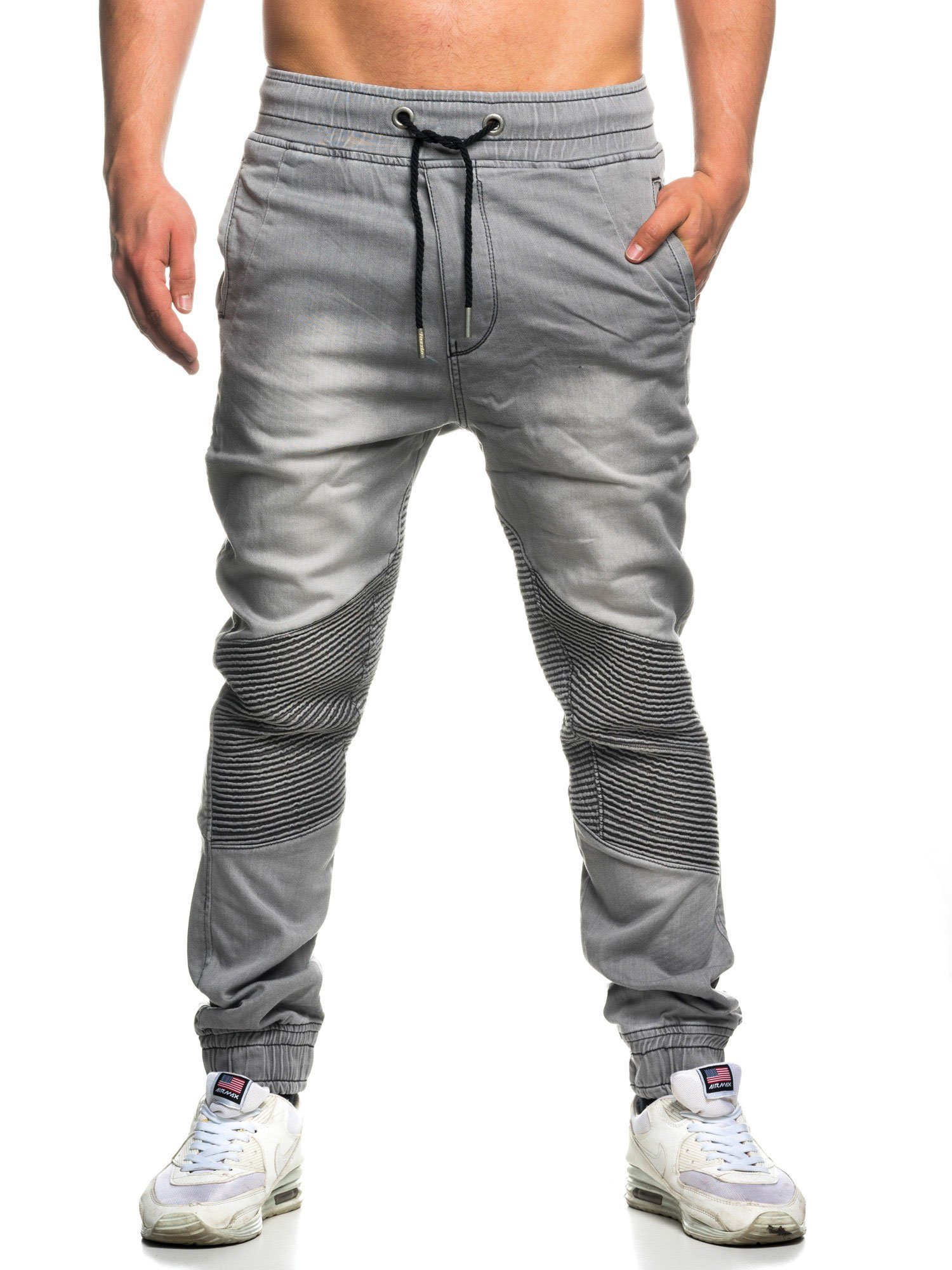 grau 16505 Jogger-Stil & Biker-Look Straight-Jeans Hose Tazzio im Sweat