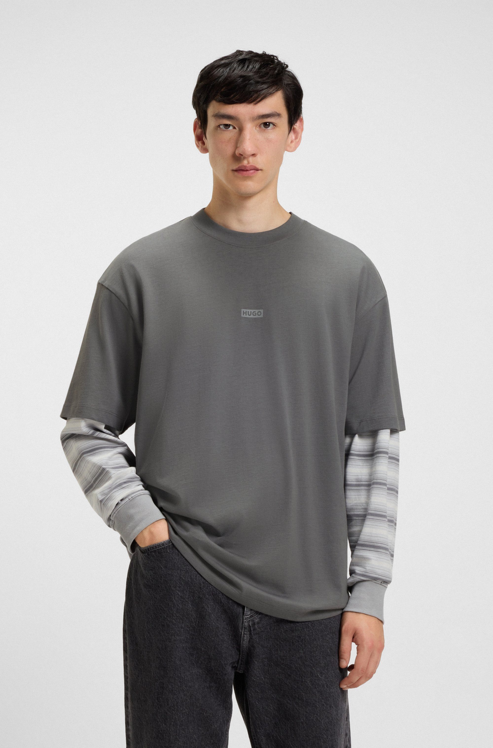 HUGO Blue T-Shirt Nalono mit Logodruck, günstig online kaufen