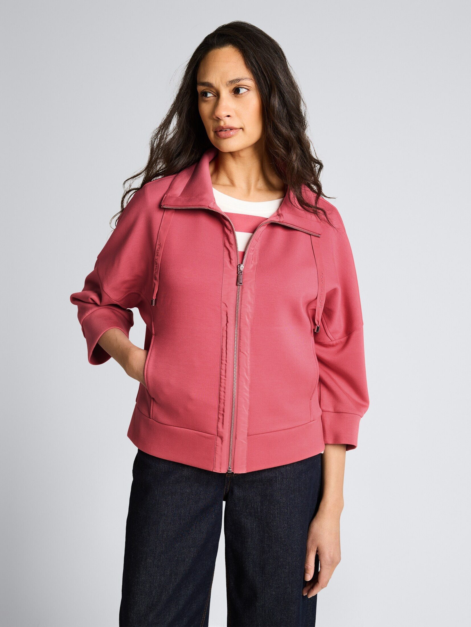 TOM TAILOR Sweatjacke Strick & Sweatshirts Boxy Fit Scuba Sweatjacke günstig online kaufen