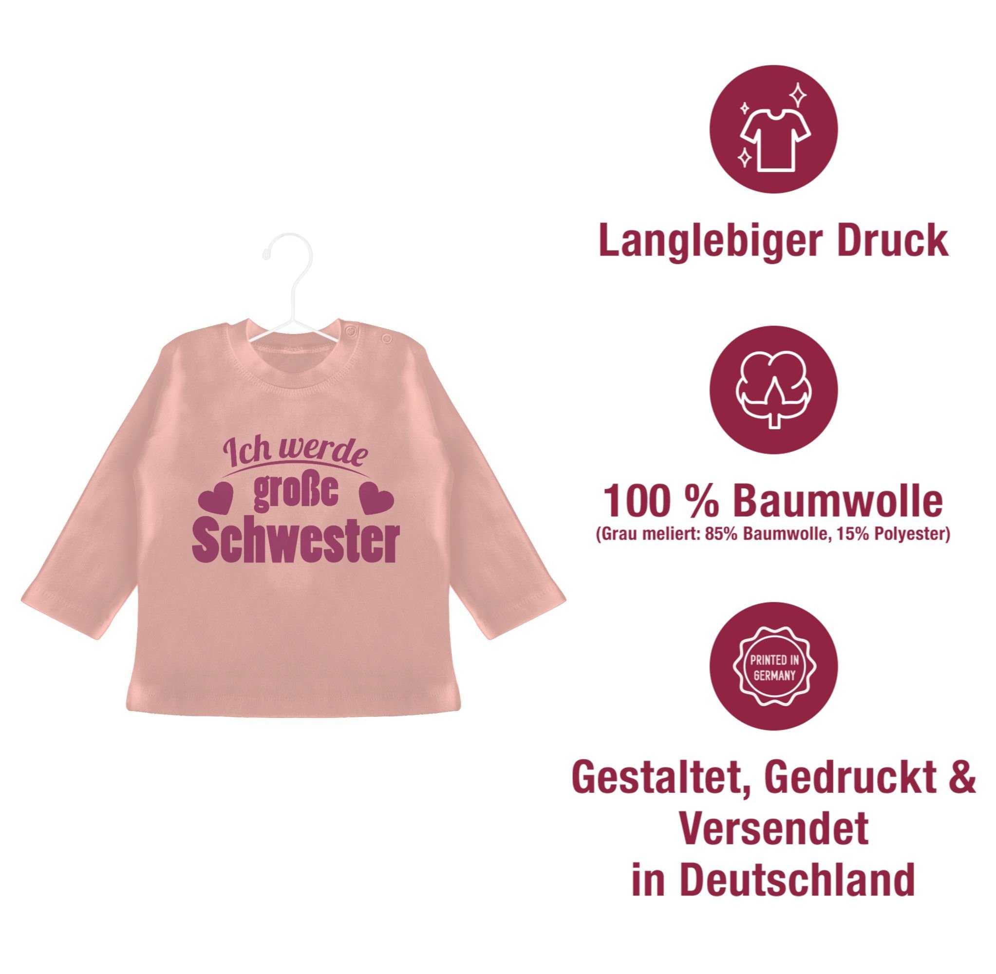 Ich Babyrosa Schwester große werde Shirtracer Große 1 Schwester T-Shirt