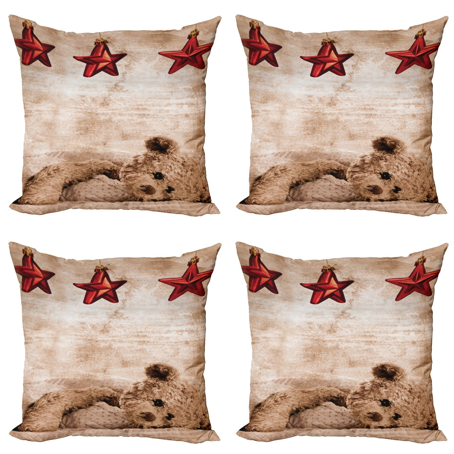 Kissenbezüge Modern Teddybär (4 und Karikatur Stück), Digitaldruck, Doppelseitiger Sterne Abakuhaus Weihnachten Accent