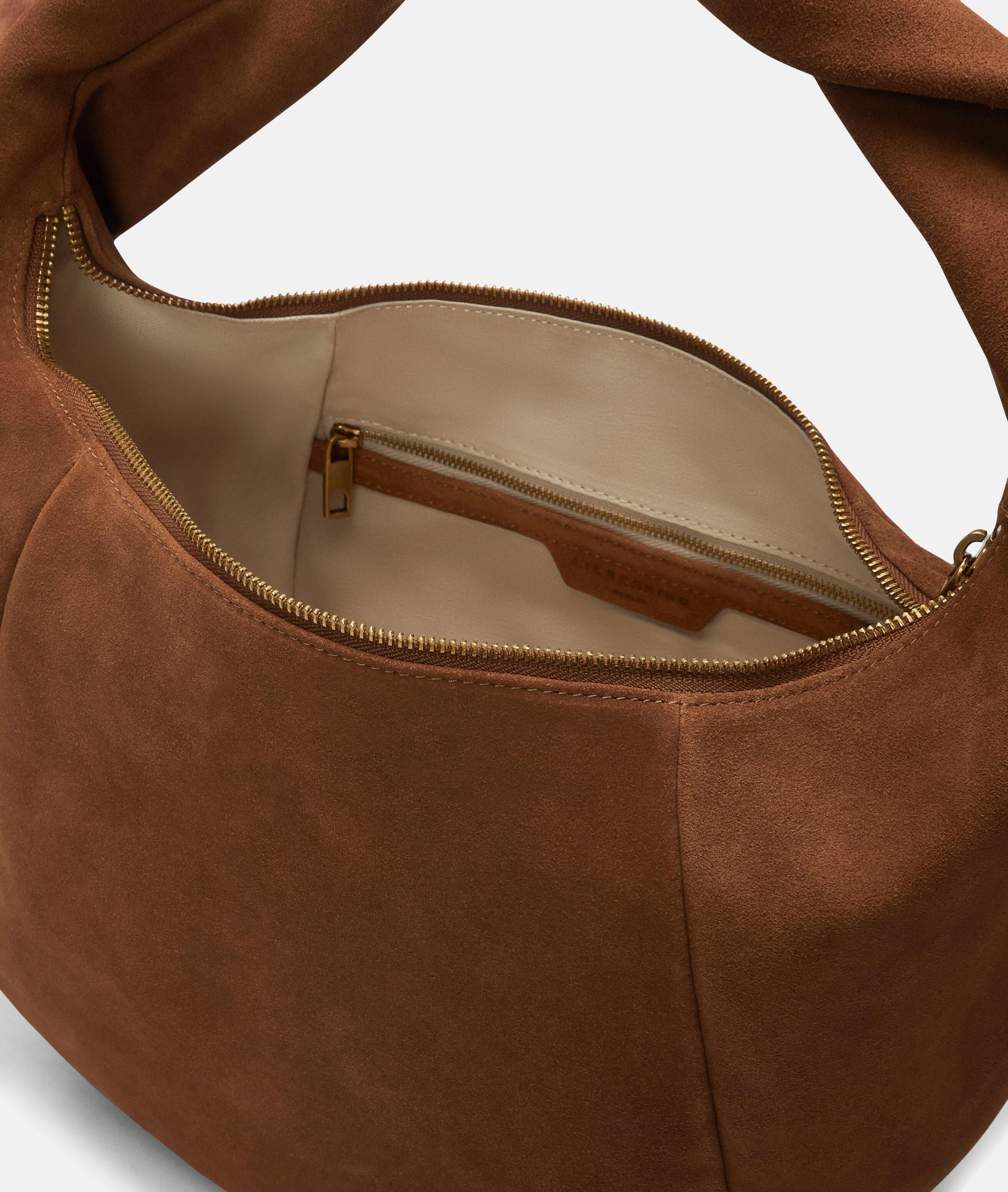 Liebeskind Berlin Schultertasche Farrah II Hobo M, Geräumige Schultertasche aus weichem Veloursleder