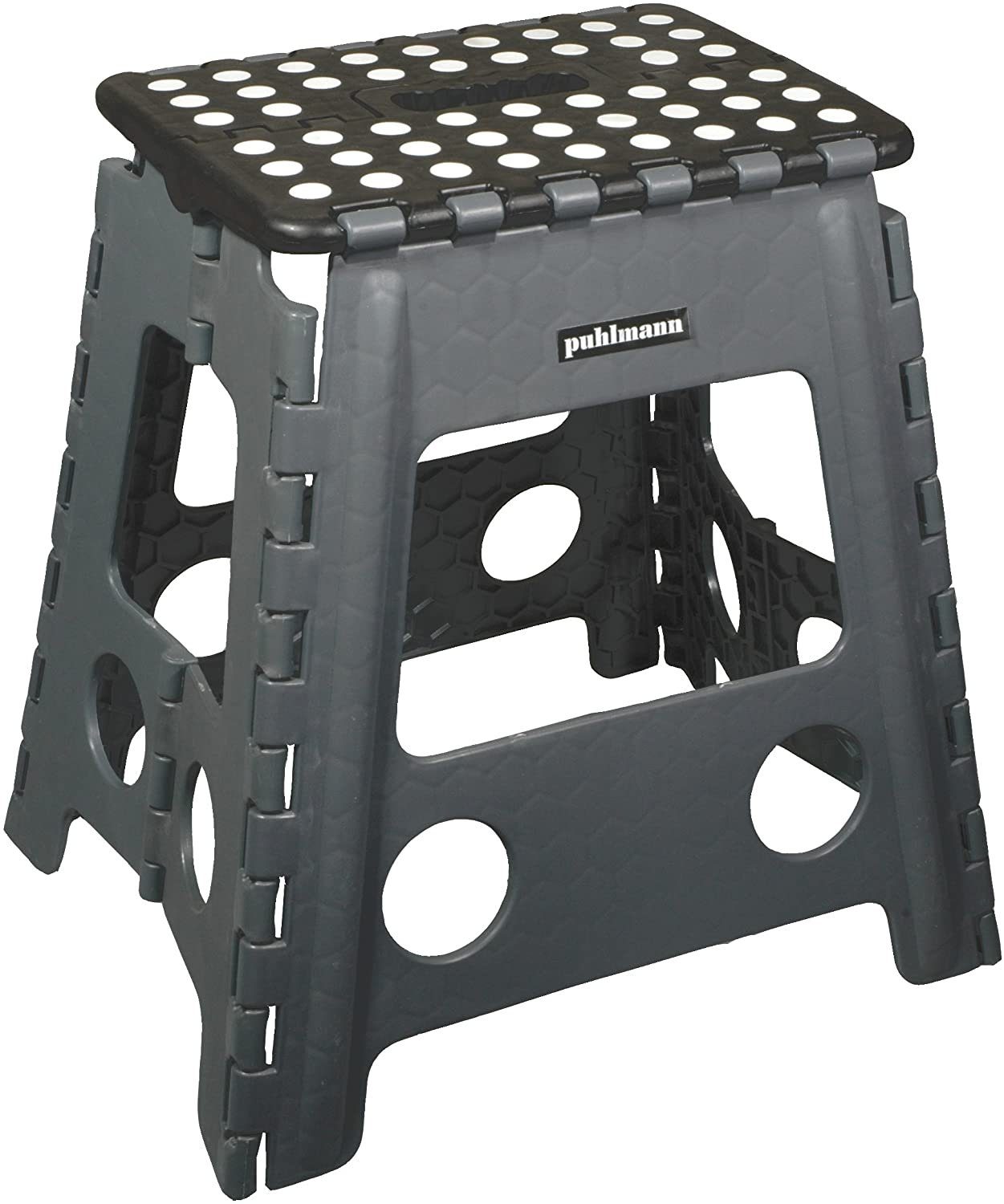Tritthocker Cabanaz Puhlmann Klapptritt XL "James" Grau H 40cm Hocker Klapphocker