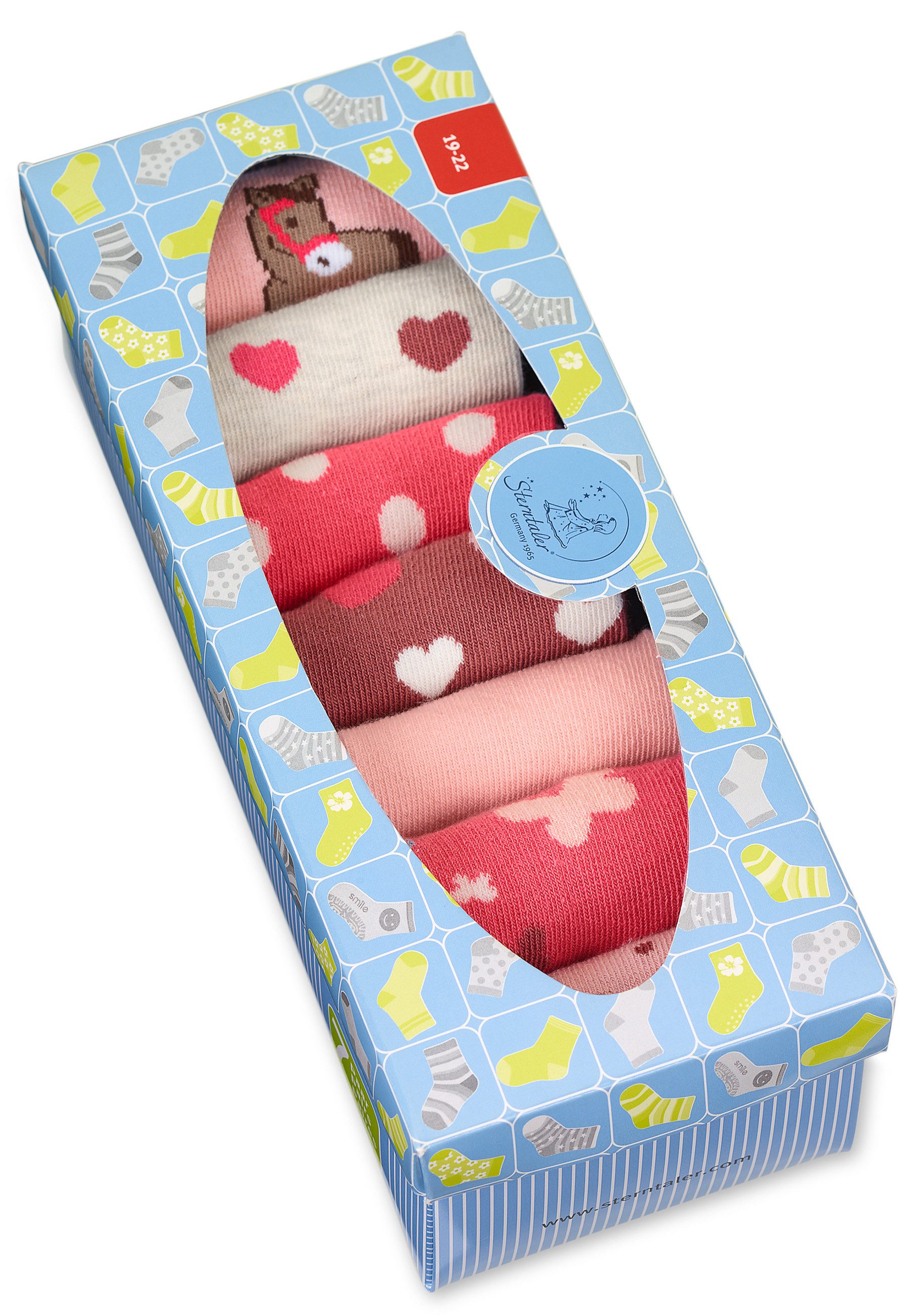 Sterntaler® Feinsöckchen Socken 7er-Box Punkte (7-Paar, 7er-Pack) 7 Paar Mädchensöckchen in Geschenkbox mit süßen Motiven