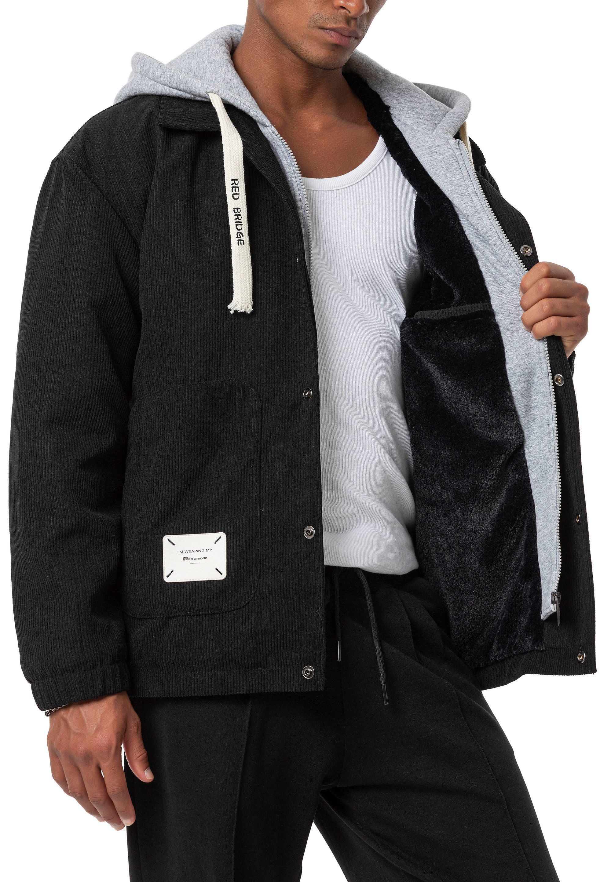 RedBridge Cordjacke mit Kapuze und warmem Teddyfell-Innenfutter