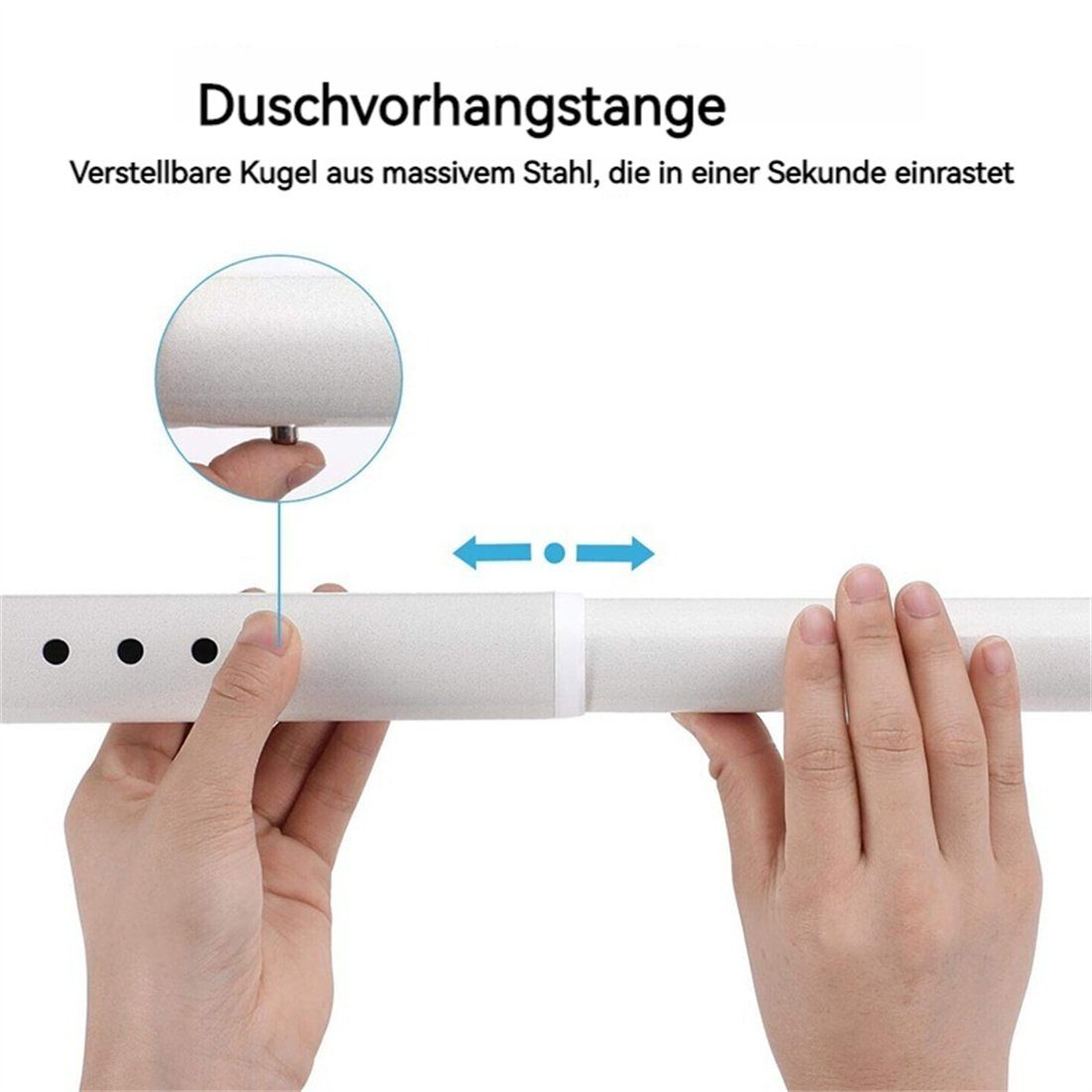 Gardinenstange 210-260 cm DÖRÖY Teleskop-Duschvorhangstange Edelstahl, aus