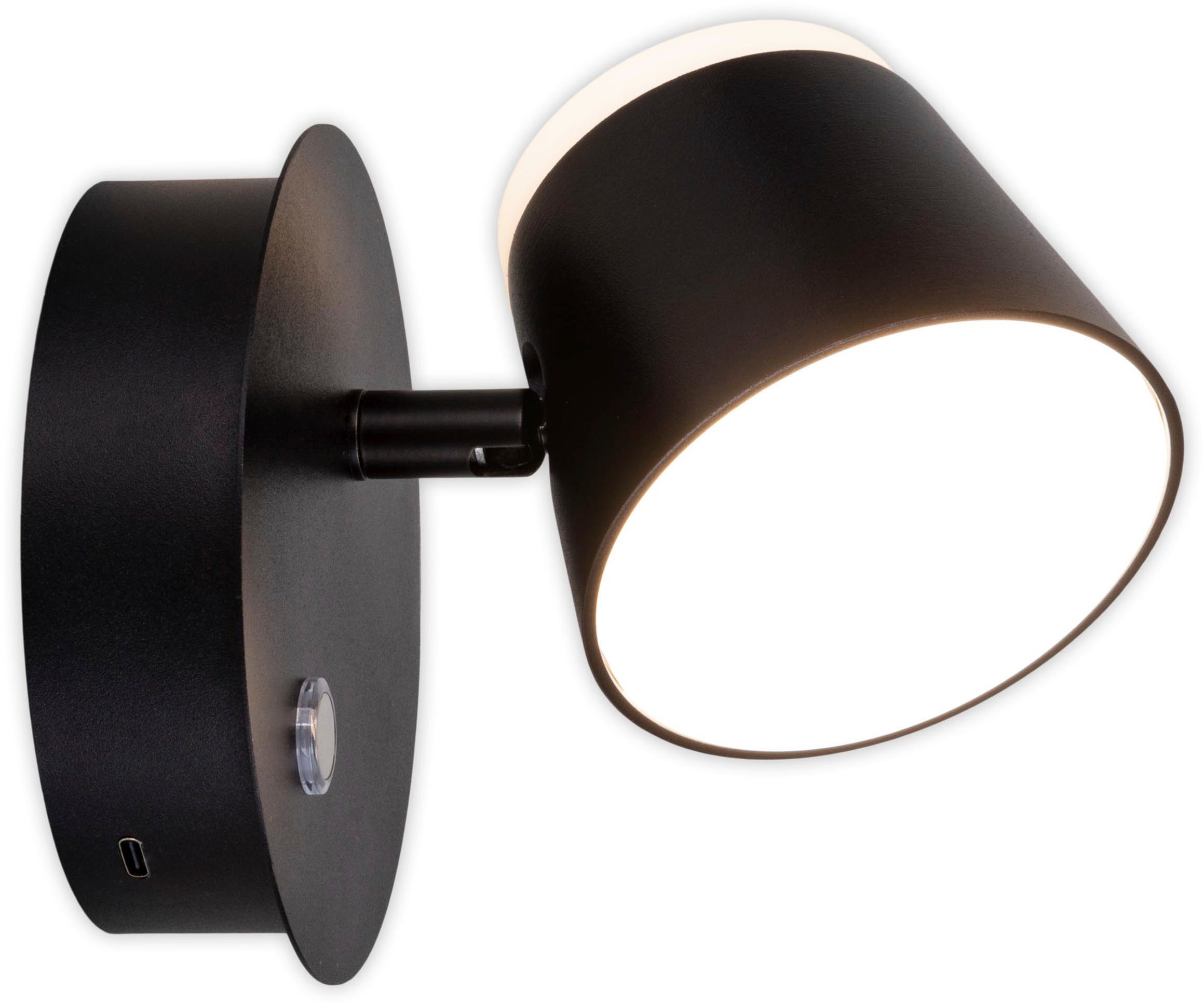 näve LED Wandleuchte Tondo, Dimmfunktion, Memoryfunktion, USB-Ladefunktion, LED fest integriert, Warmweiß, magnetisch, Akku Aufladung per USB-C Kabel, dimmbar per touch, Memory